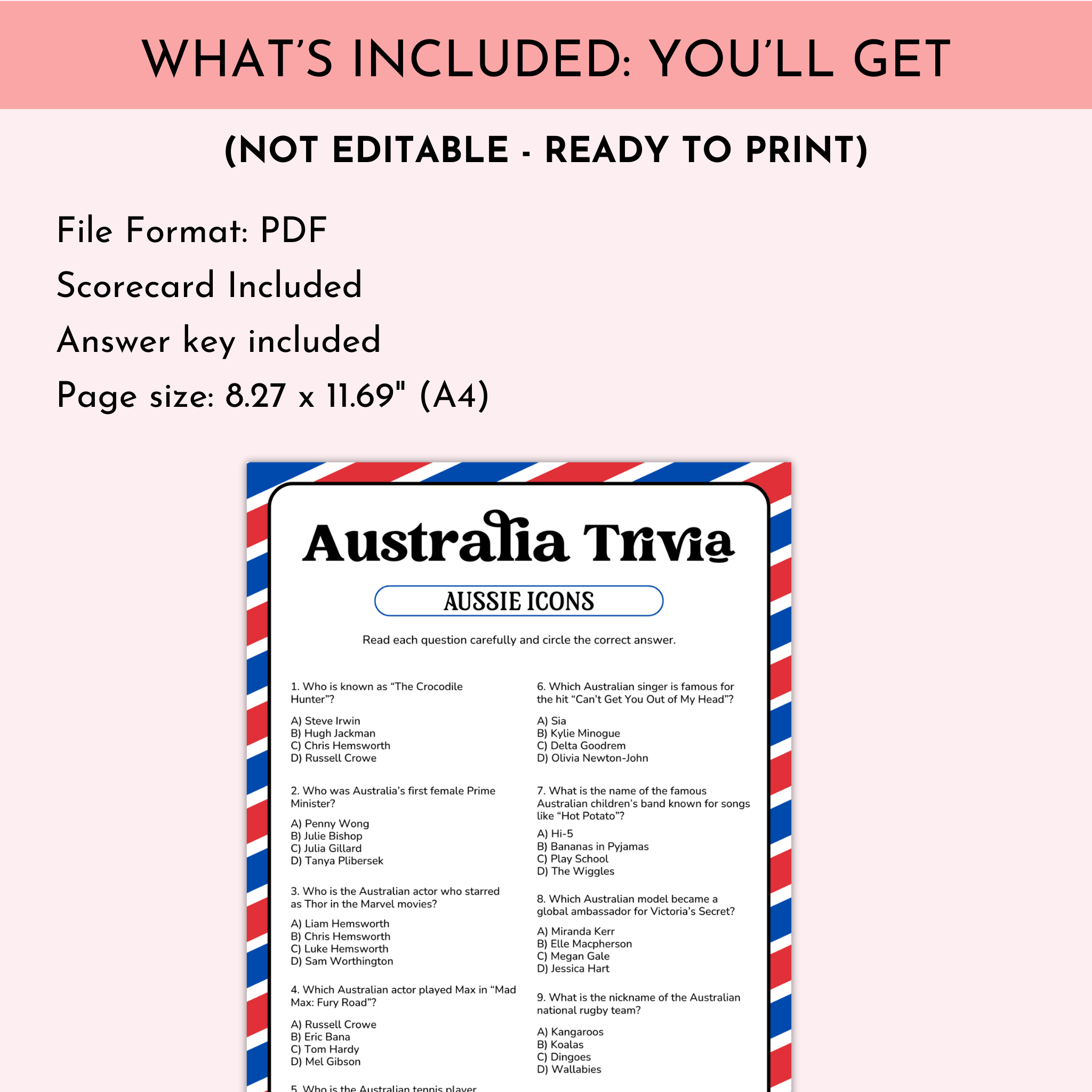 Aussie Icons Trivia Game