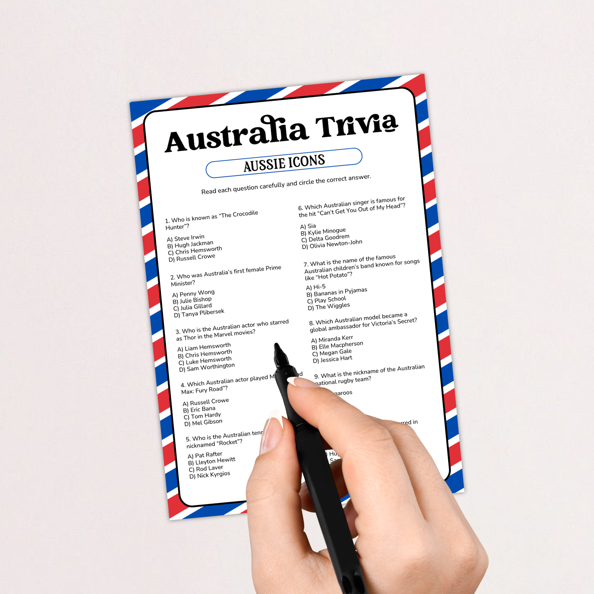 Aussie Icons Trivia Game