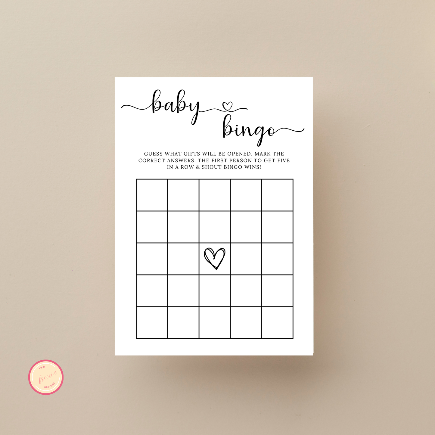 Baby Bingo Game Template