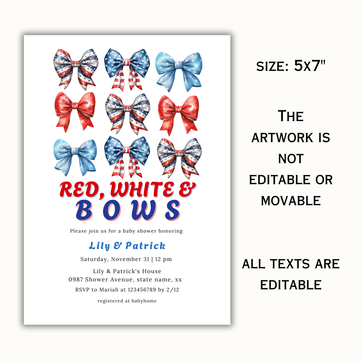 Patriotic Baby Shower Invite