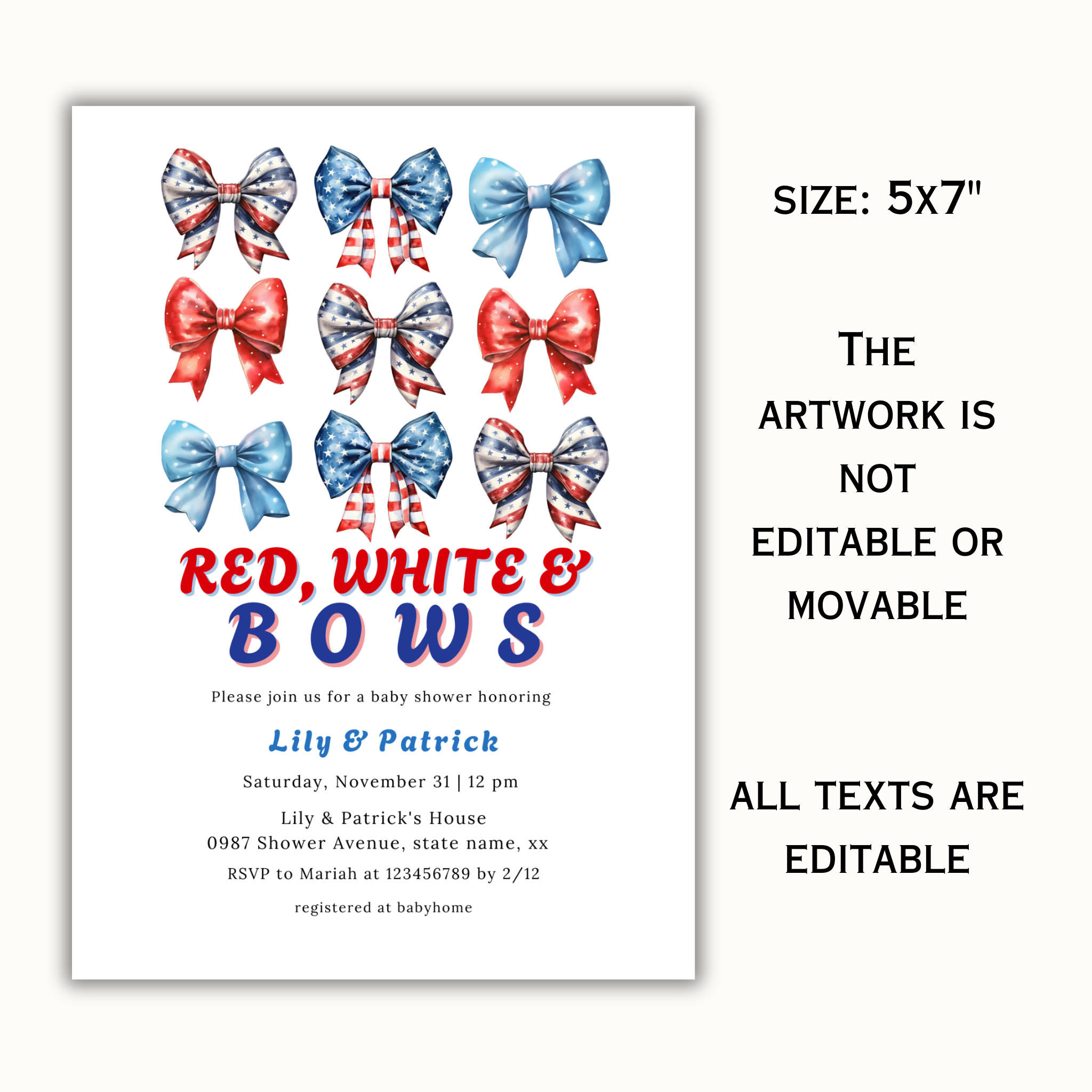 Patriotic Baby Shower Invite
