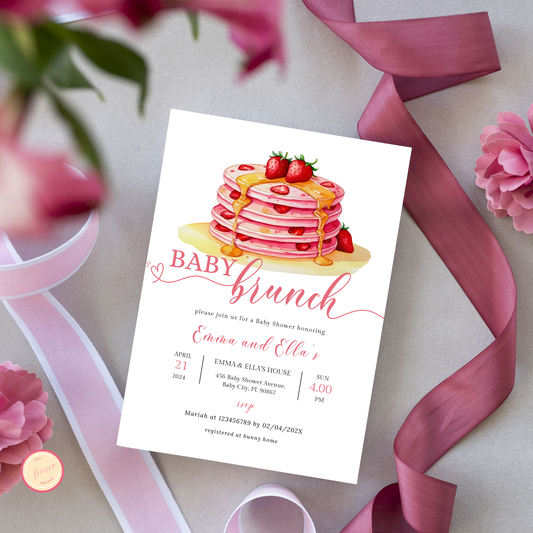 Baby Brunch Shower Invitation - Strawberry