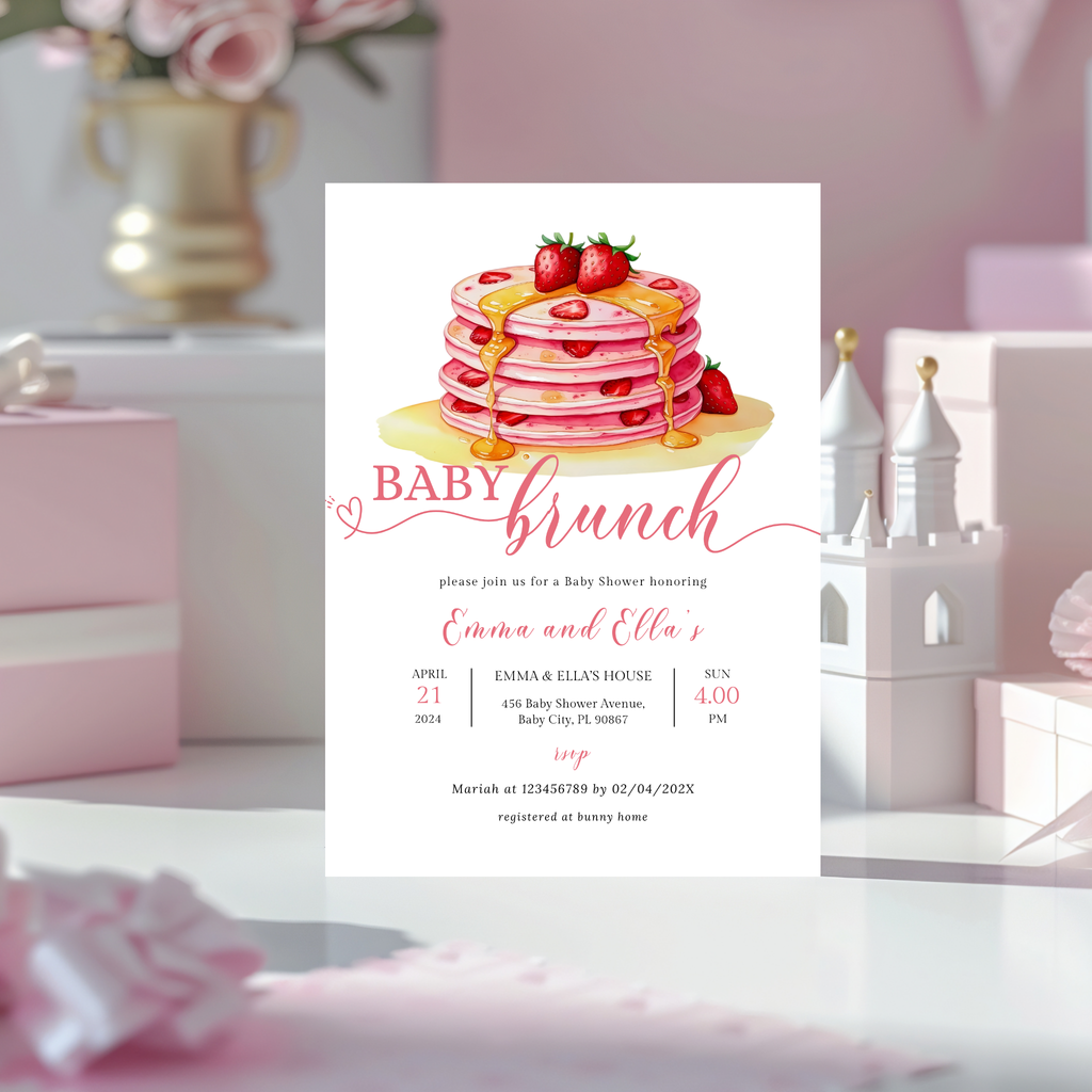Baby Brunch Shower Invitation - Strawberry