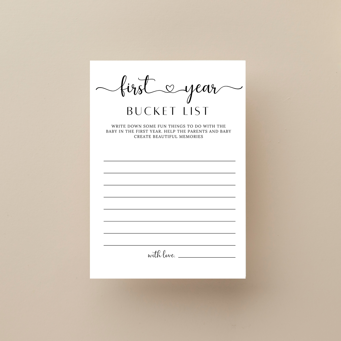 Baby Bucket List Game Template