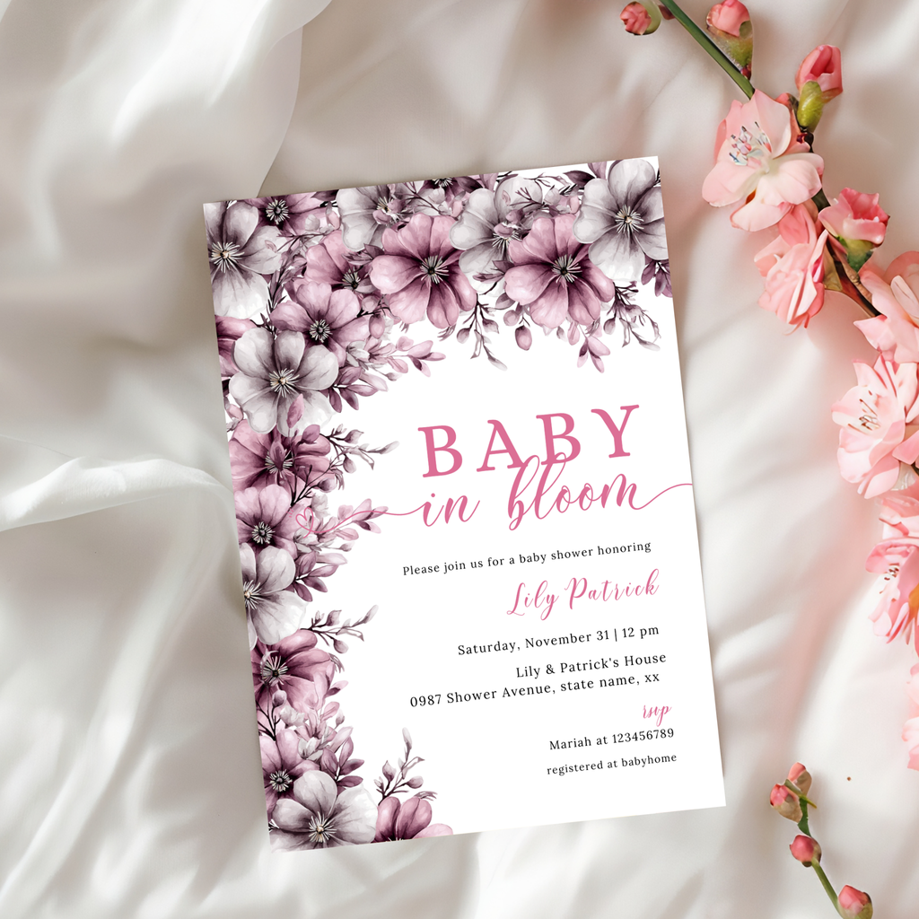 Baby in Bloom Invitation - Pink