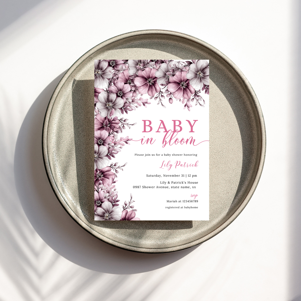Baby in Bloom Invitation - Pink