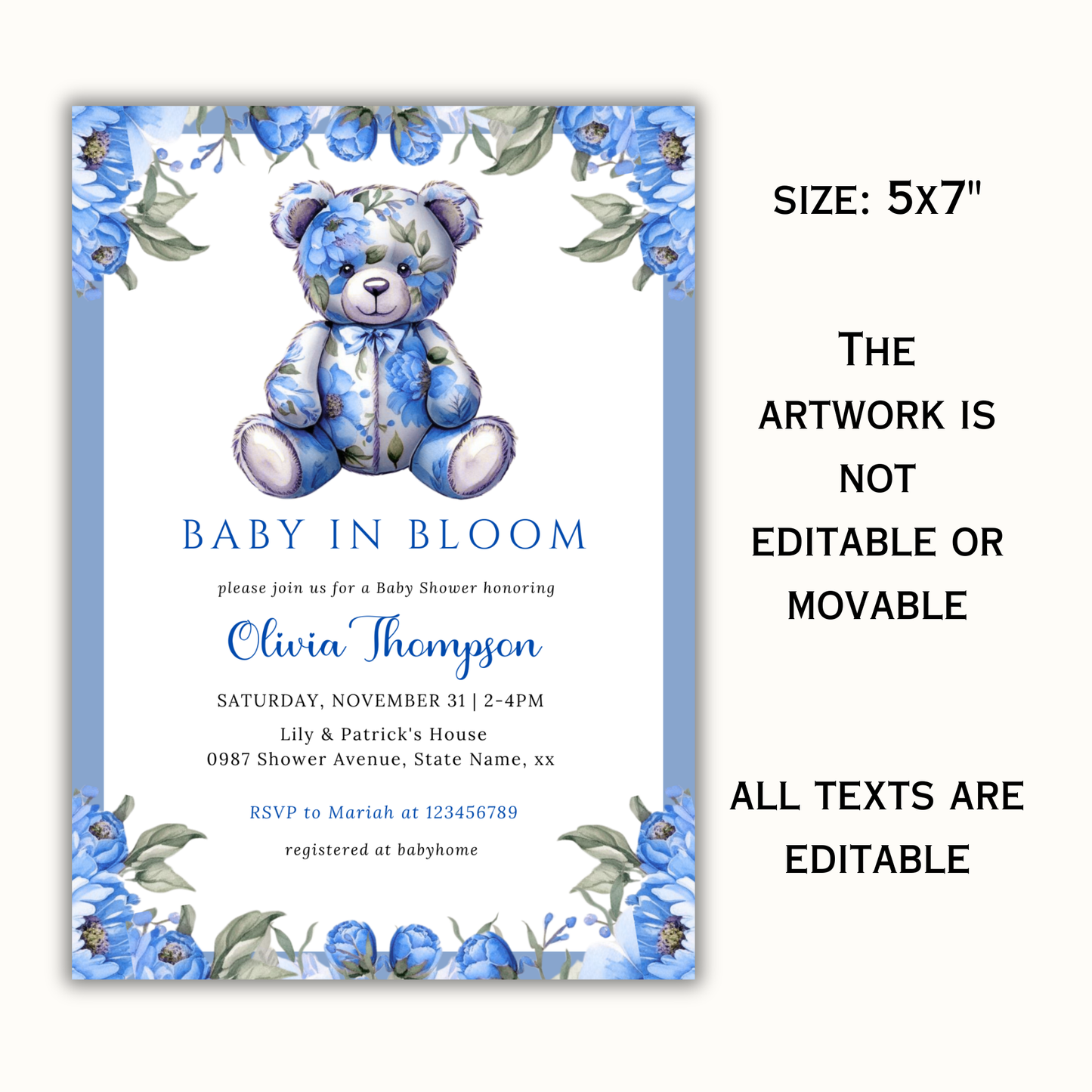 Baby in Bloom Baby Shower - Floral Blue