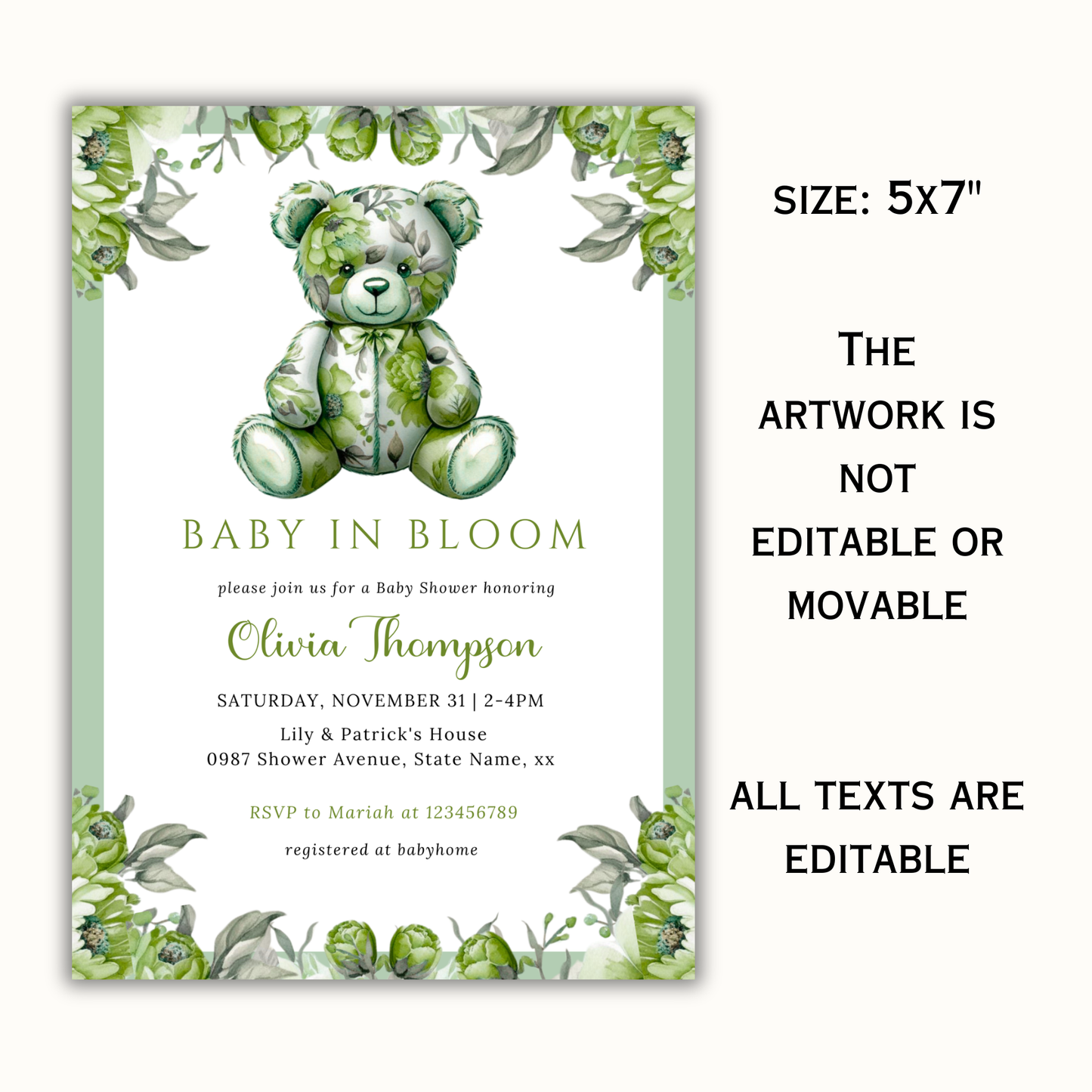 Baby in Bloom Baby Shower - Floral Green