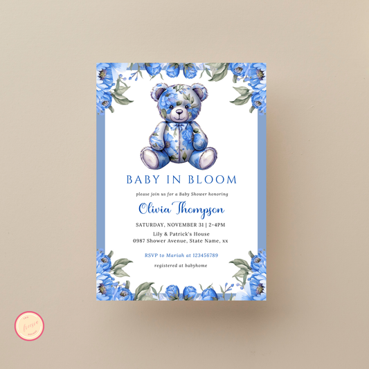 Baby in Bloom Baby Shower - Floral Blue