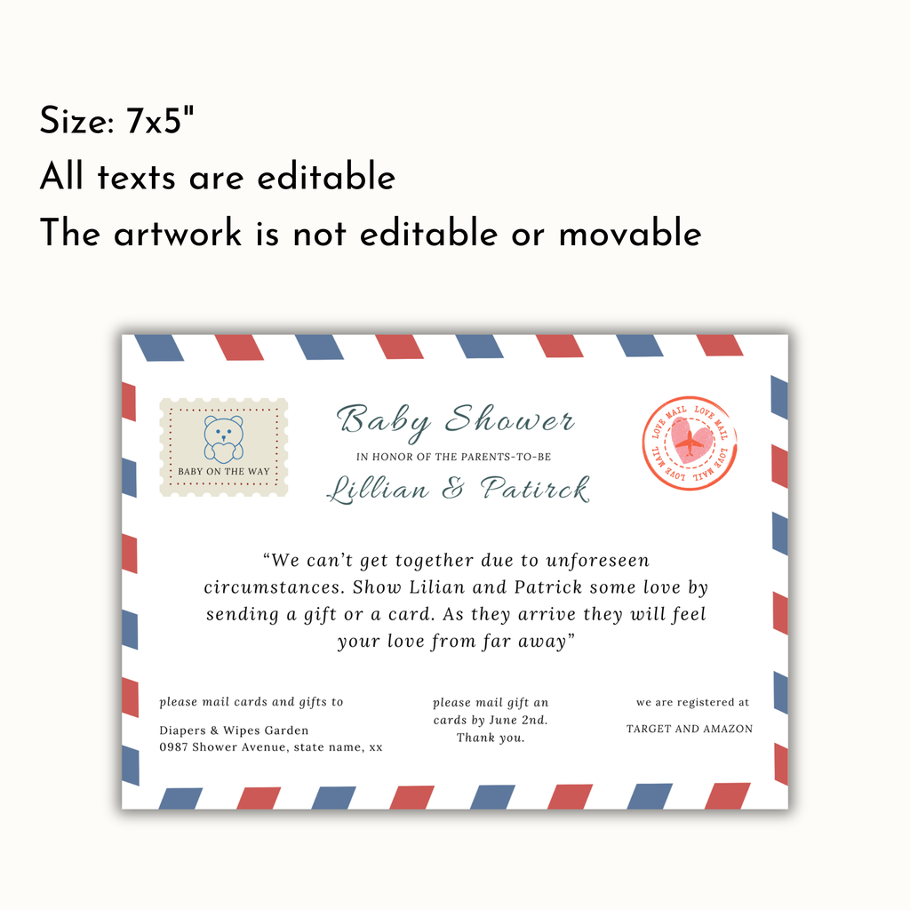 Baby Shower By Mail Invitation Template
