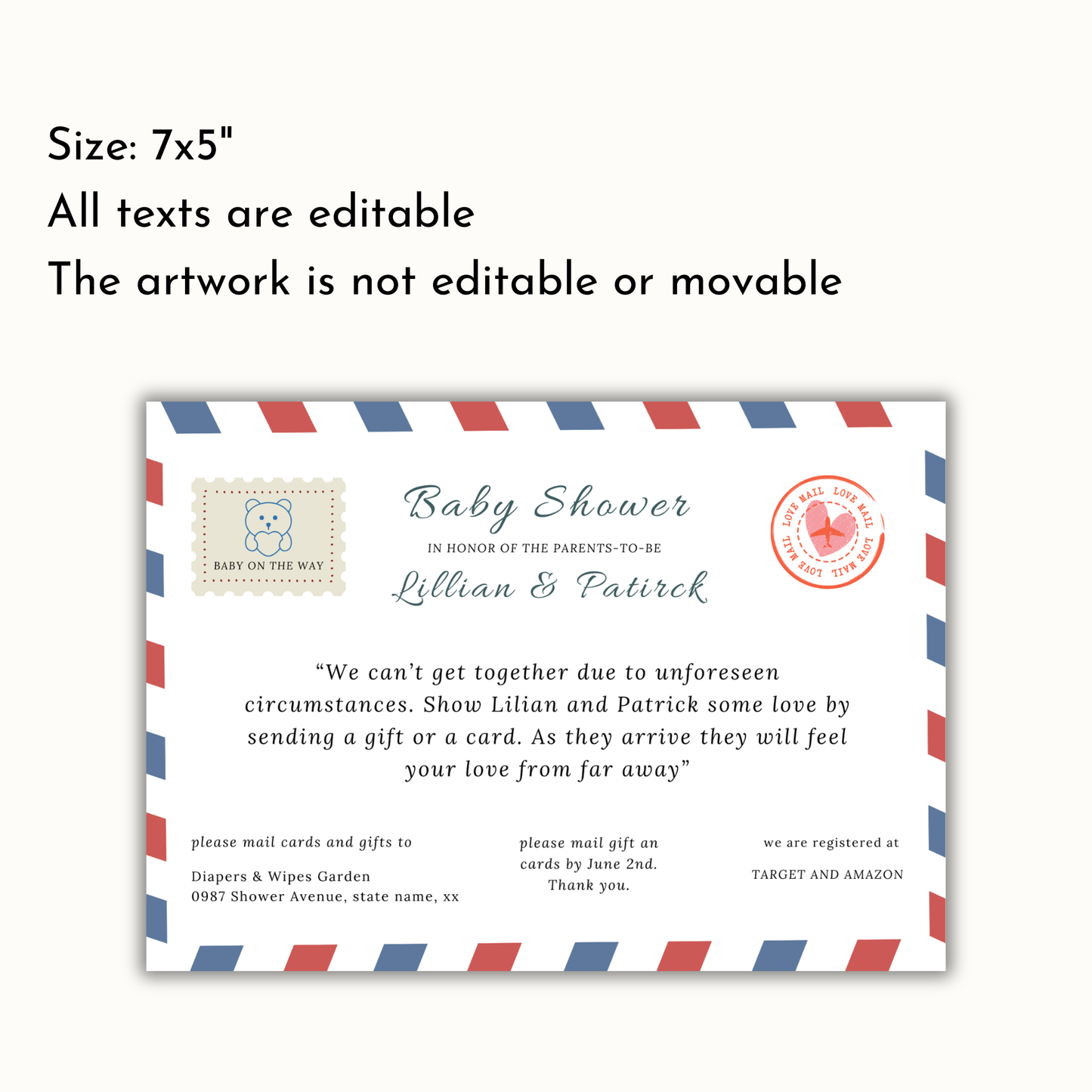Baby Shower By Mail Invitation Template