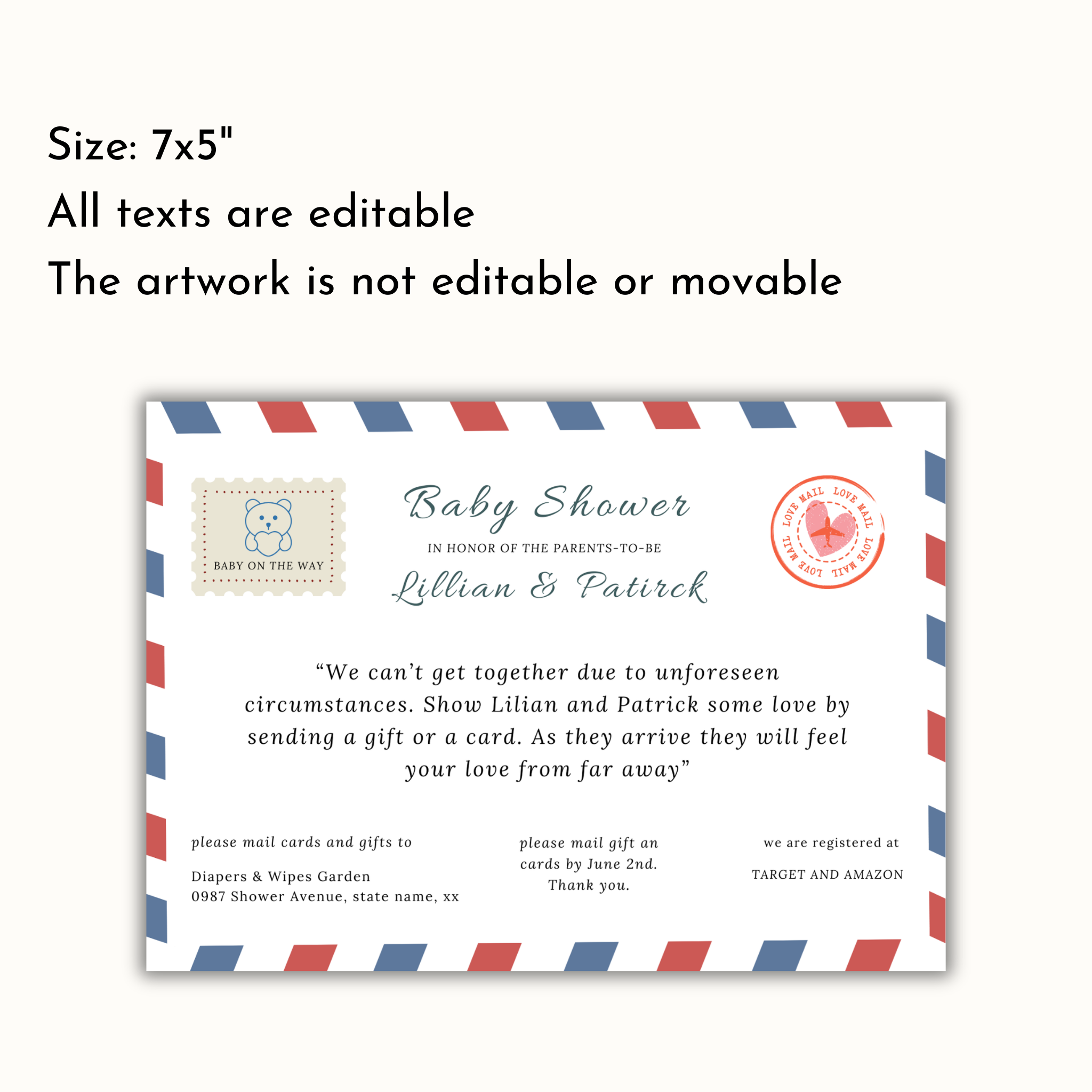 Baby Shower By Mail Invitation Template