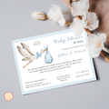 Blue Stork Baby Shower By Mail Invitation