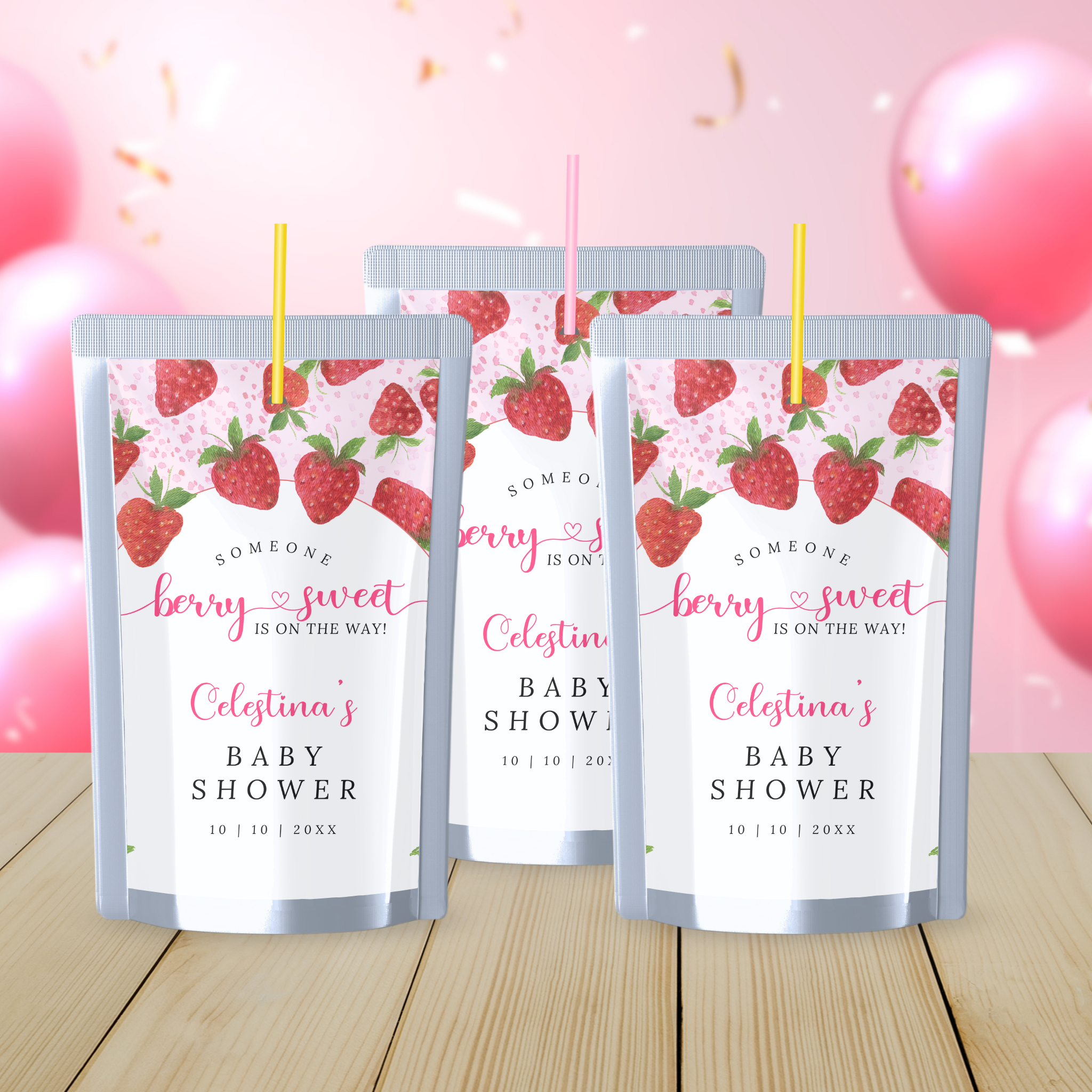 Berry Sweet Baby Shower Juice Label