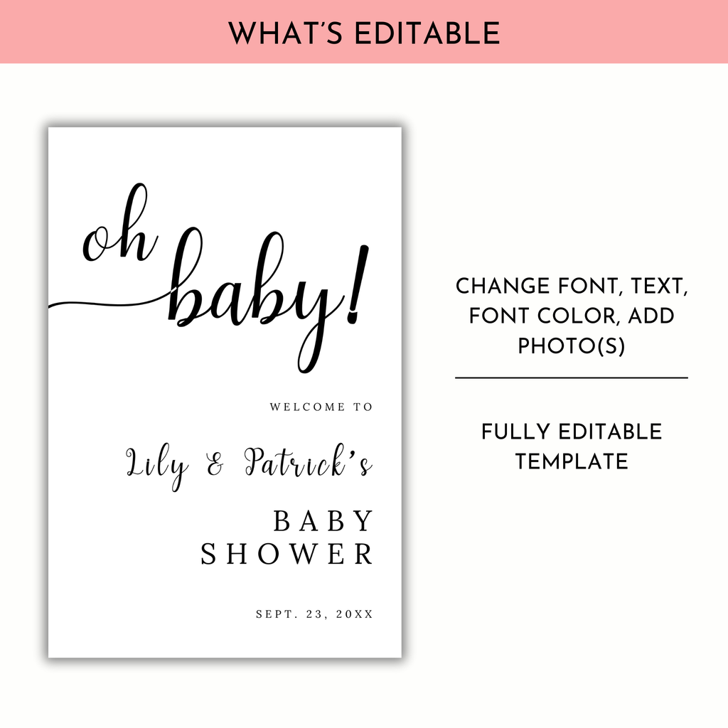 Oh Baby Shower Welcome Sign