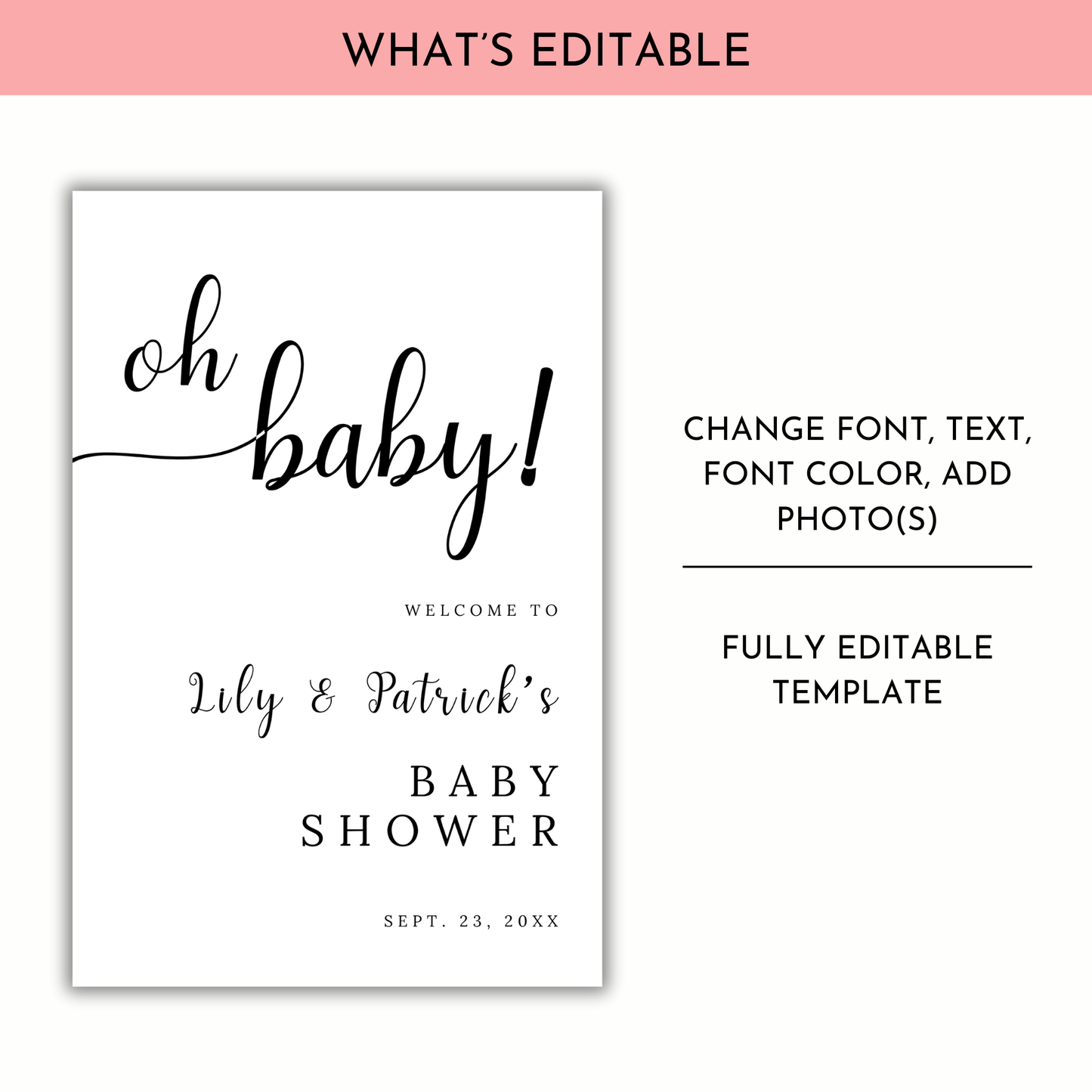 Oh Baby Shower Welcome Sign