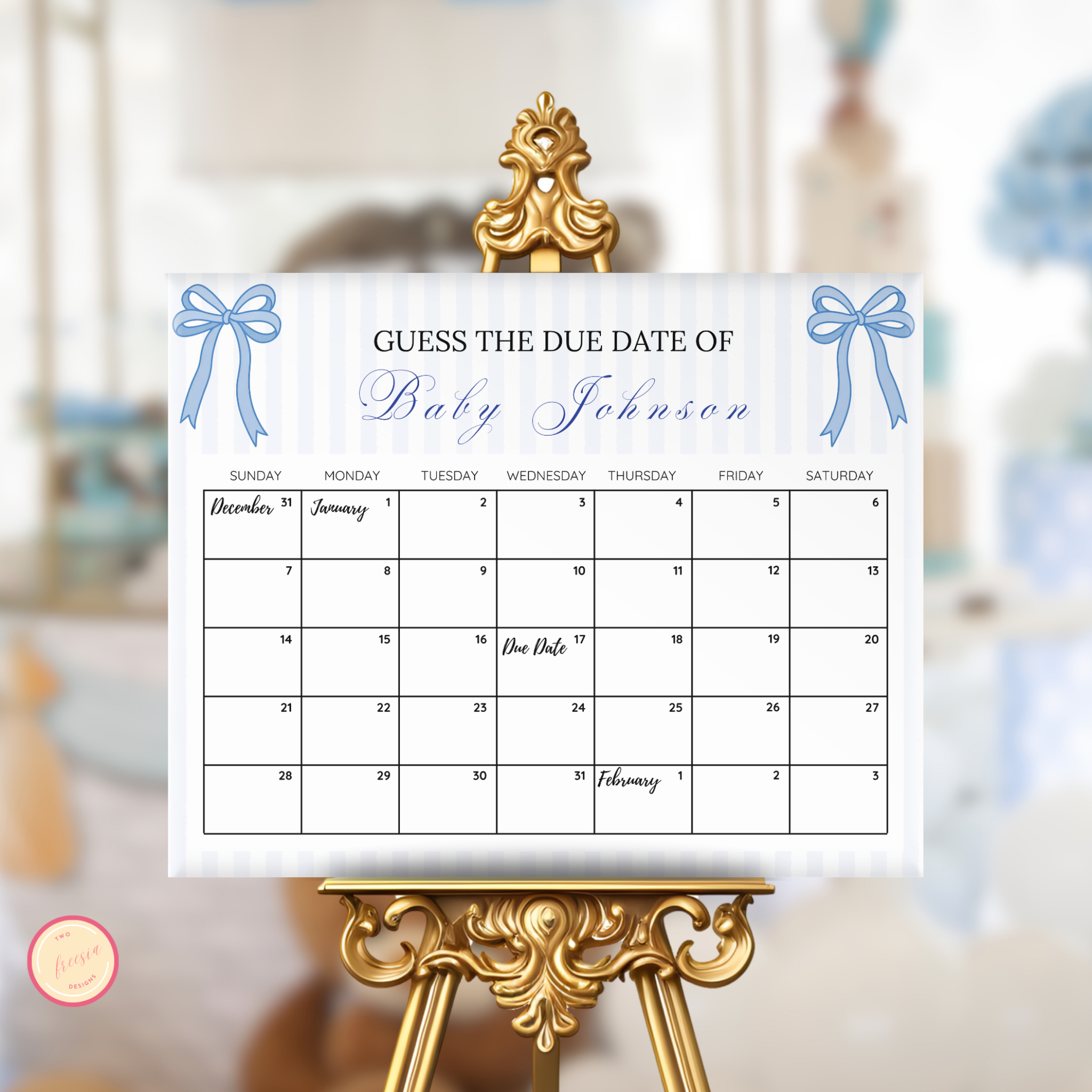 Blue Bow Baby Shower Bundle