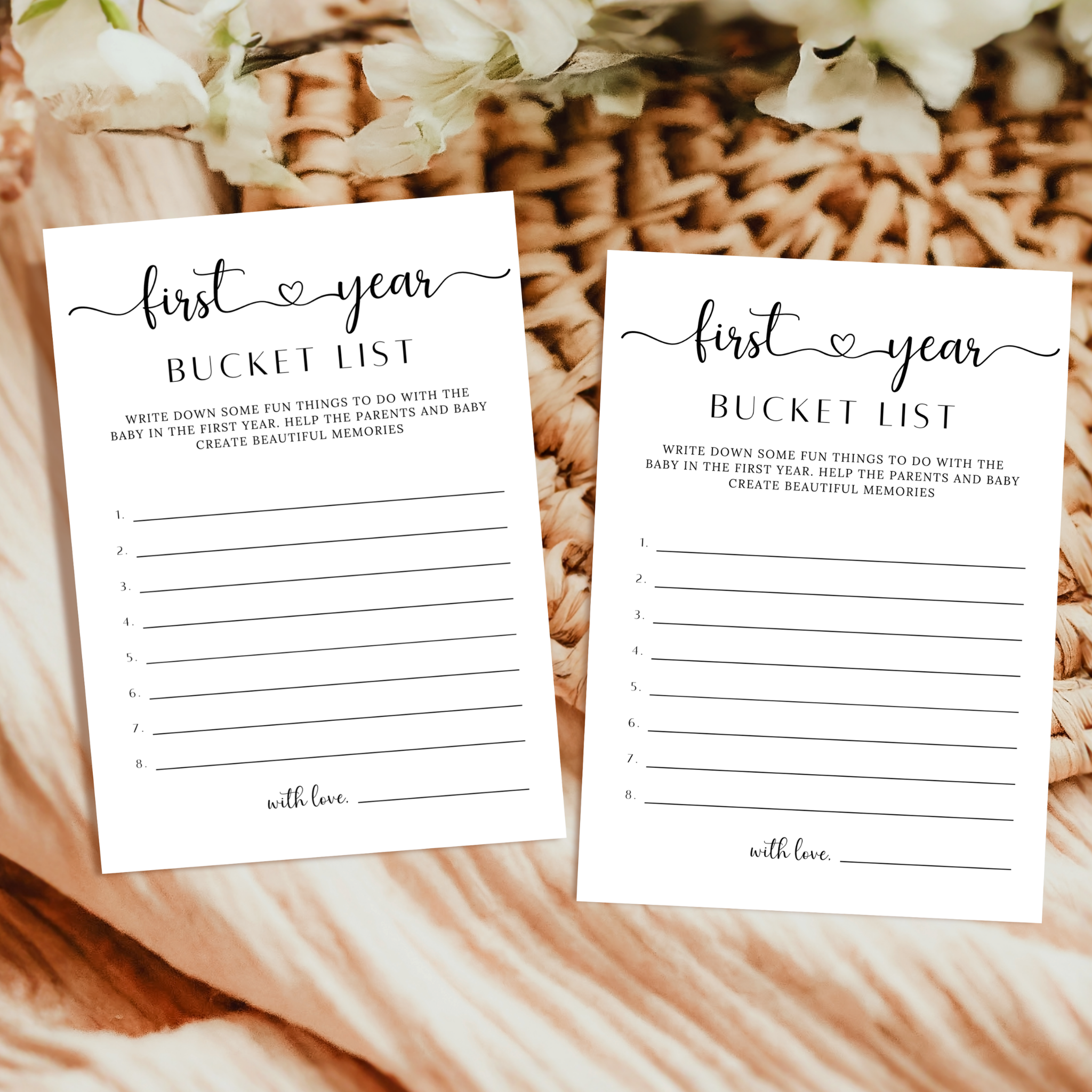 Baby Bucket List Game Template