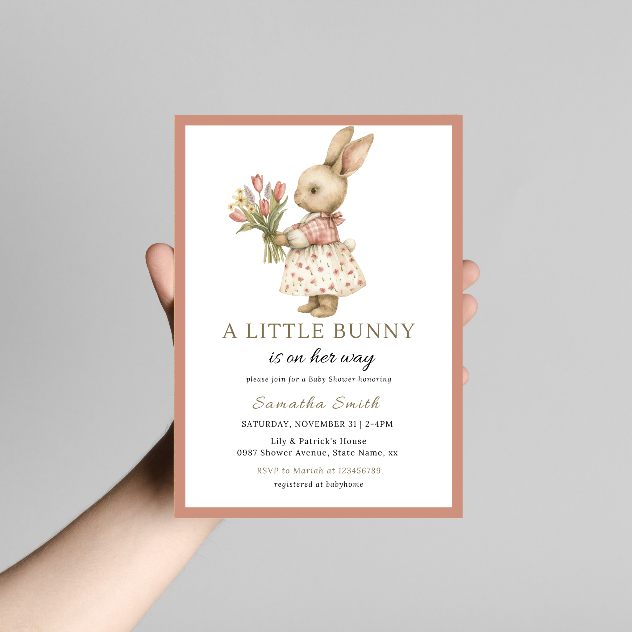 A Little Bunny is on Her Way, Girl Bunny Invitation