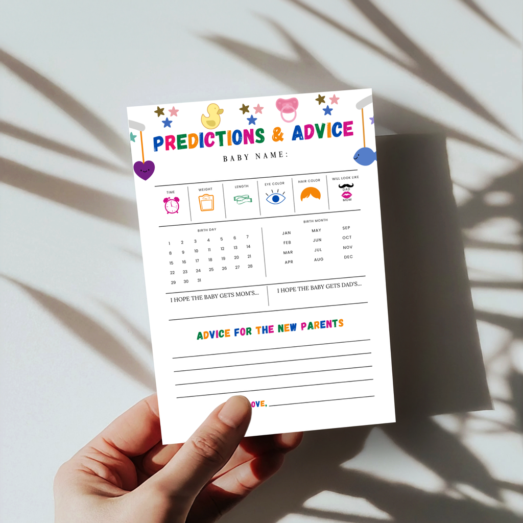 Baby Shower Predictions & Advice Card