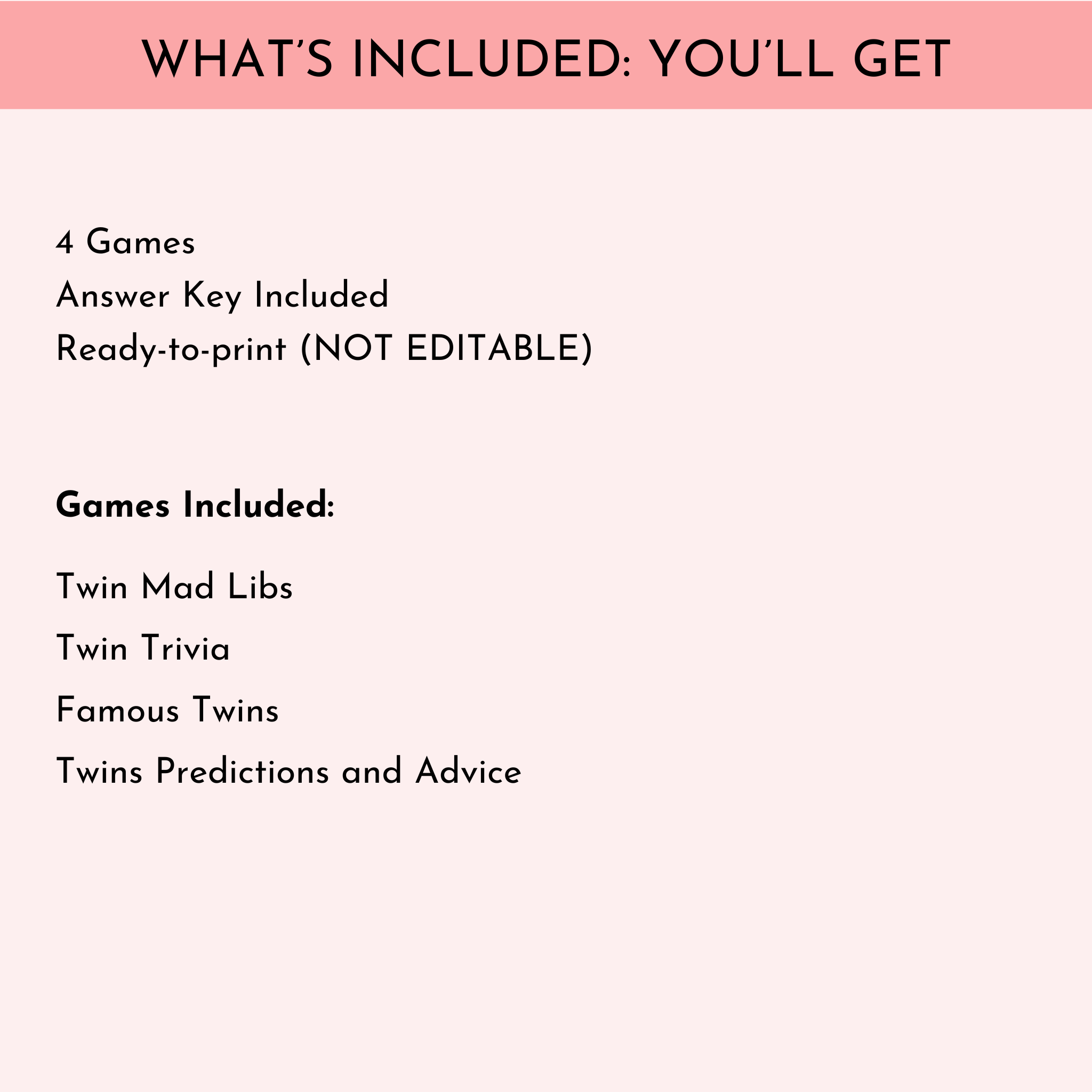 4 Twins Baby Shower Games