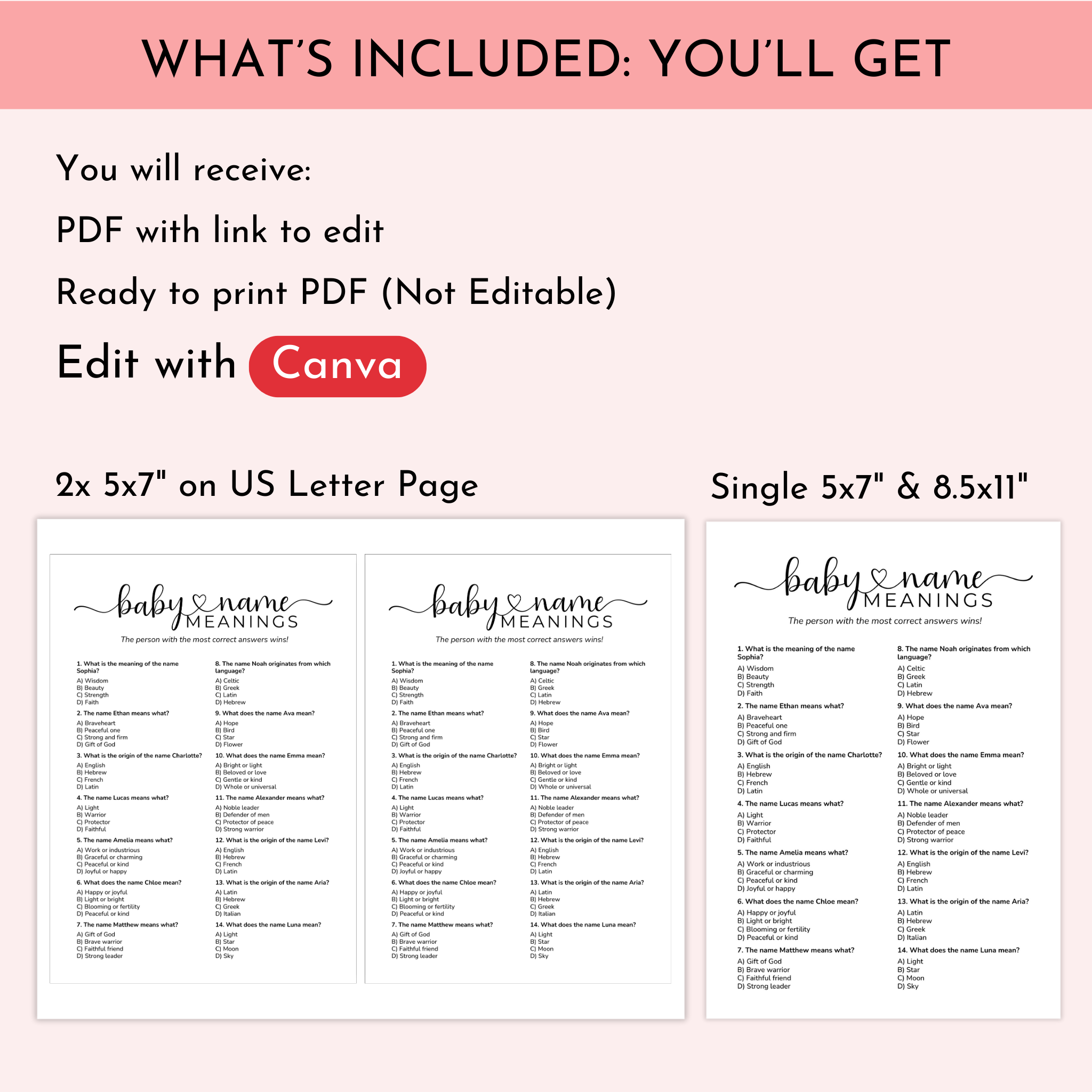 Baby Name Meanings Game