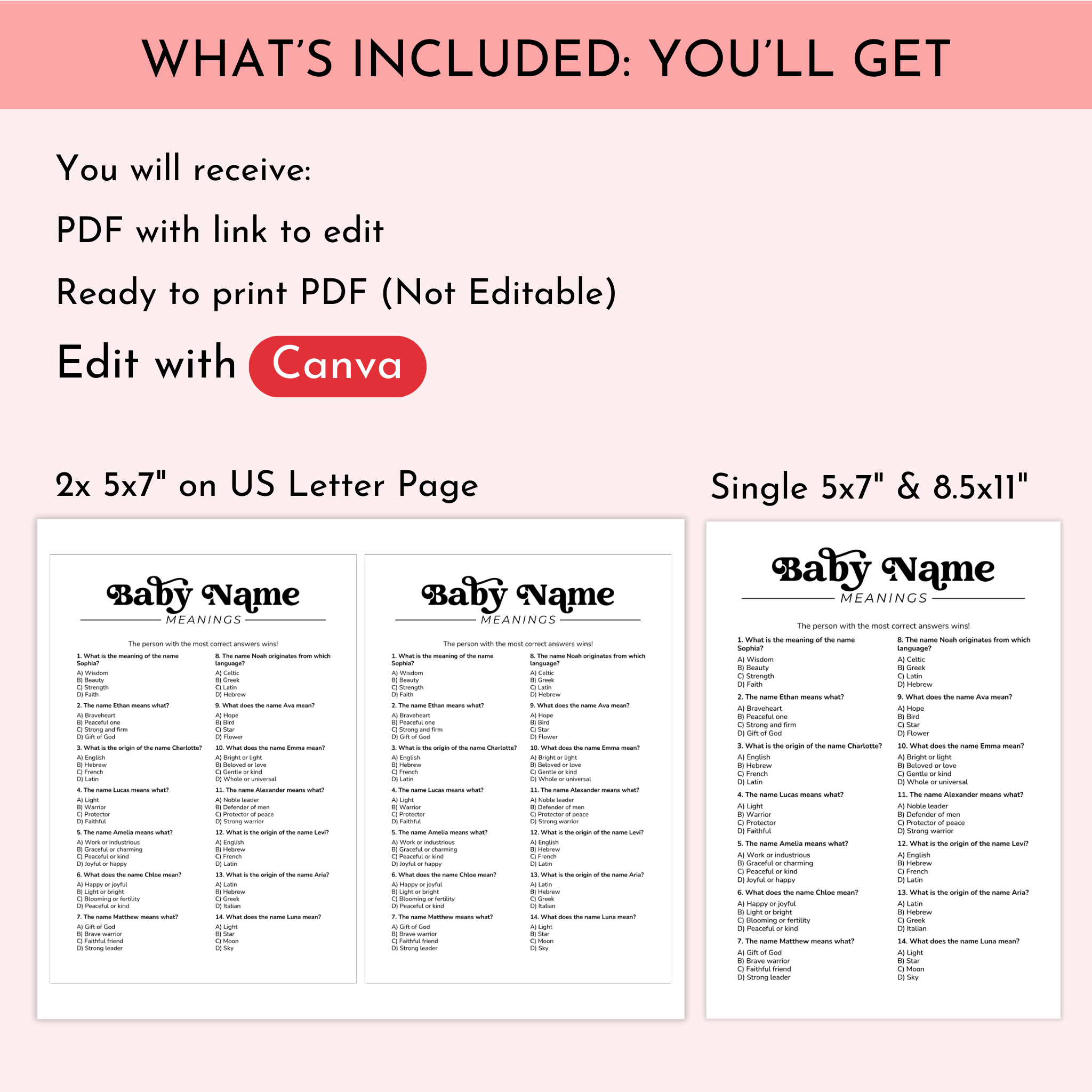 Baby Name Meanings Game