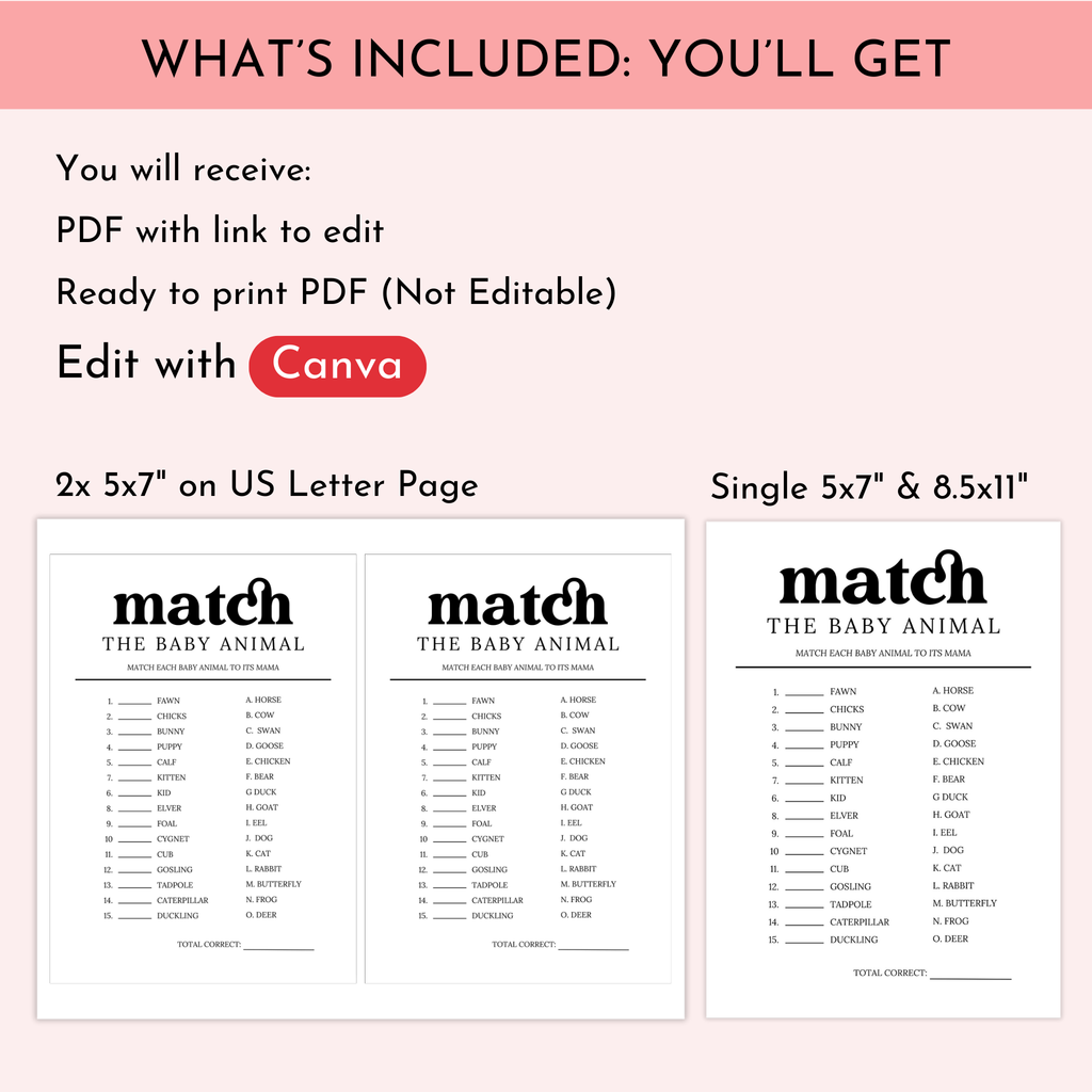 Baby Animal Matching Game