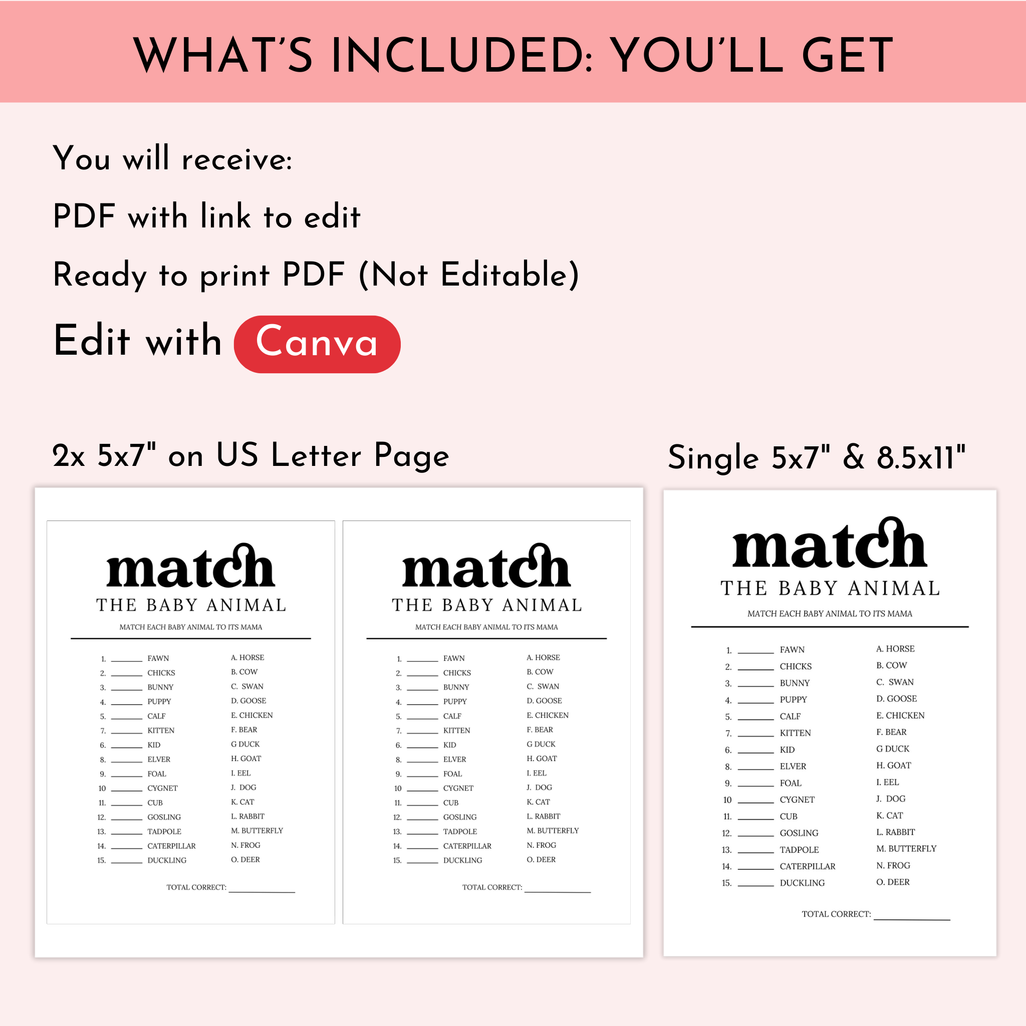 Baby Animal Matching Game