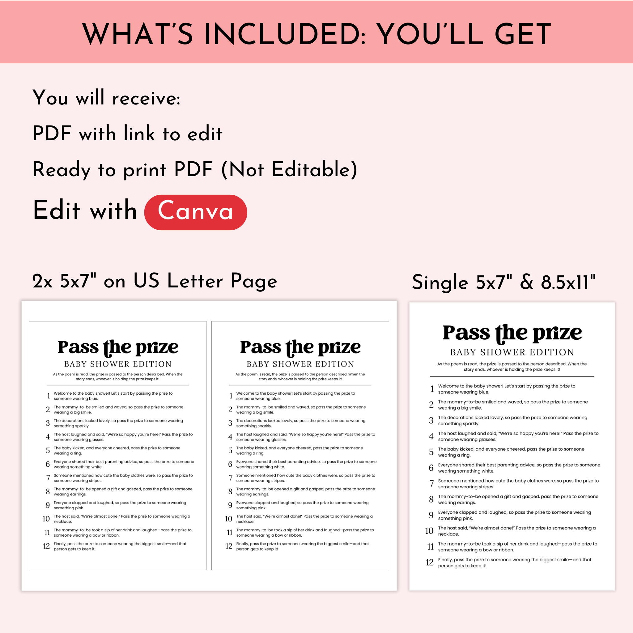 Pass The Prize Baby Shower Game