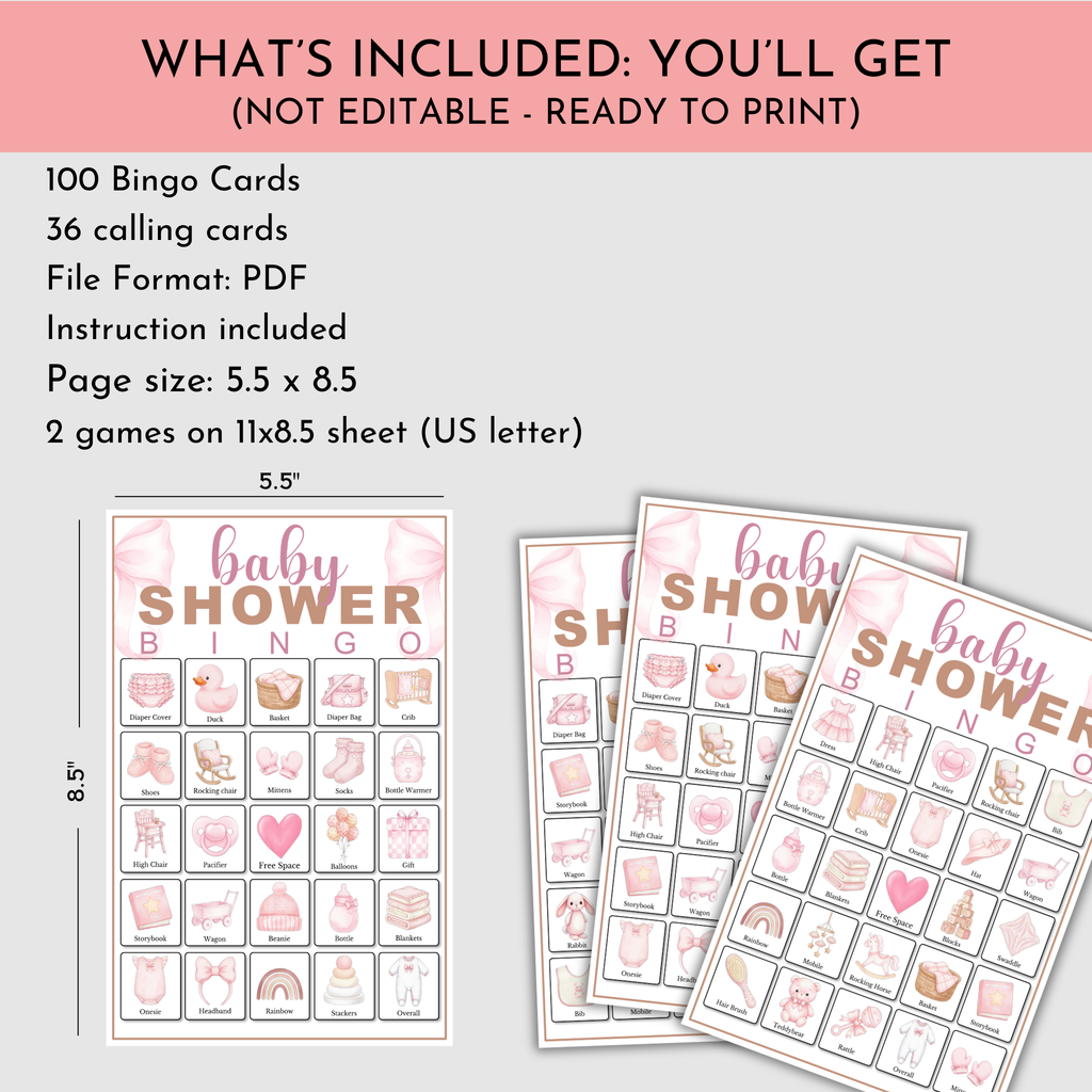Girl Baby Shower Bingo