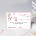 Pink Stork Baby Shower By Mail Invitation