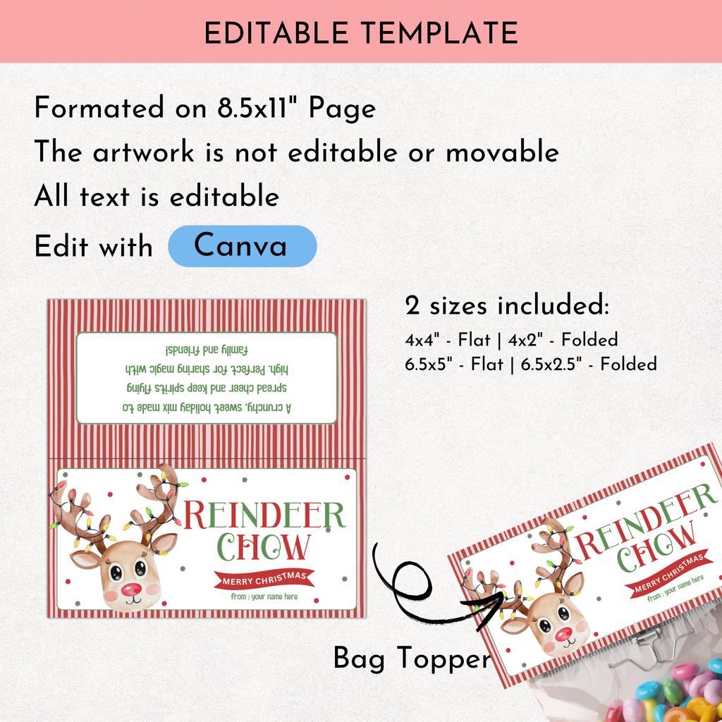 Christmas Treat Bag Toppers Set | Editable