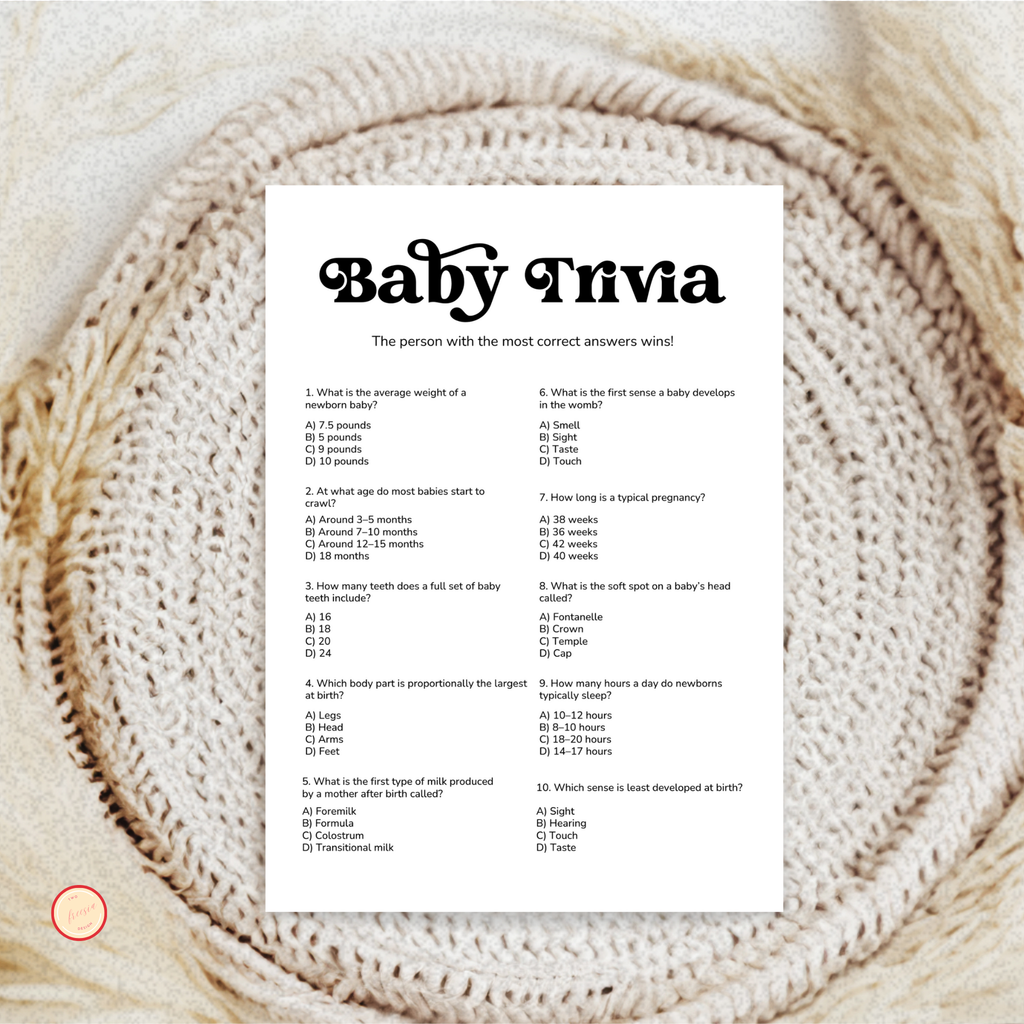 Baby Shower Trivia Game