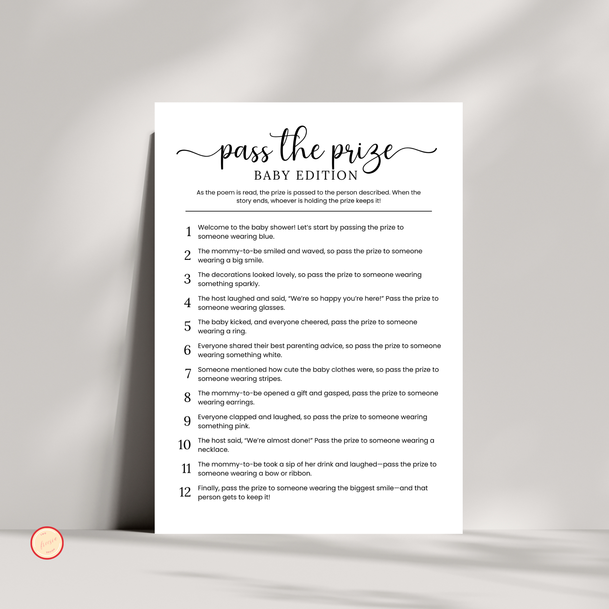 Baby Shower Pass the Prize Game