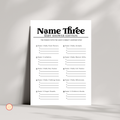 Baby Shower Name Three Game