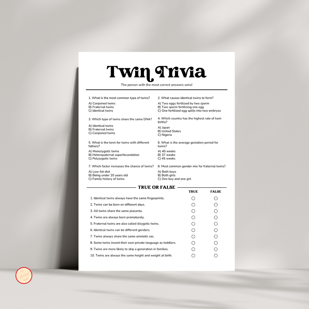 Minimalist Twin Trivia Game