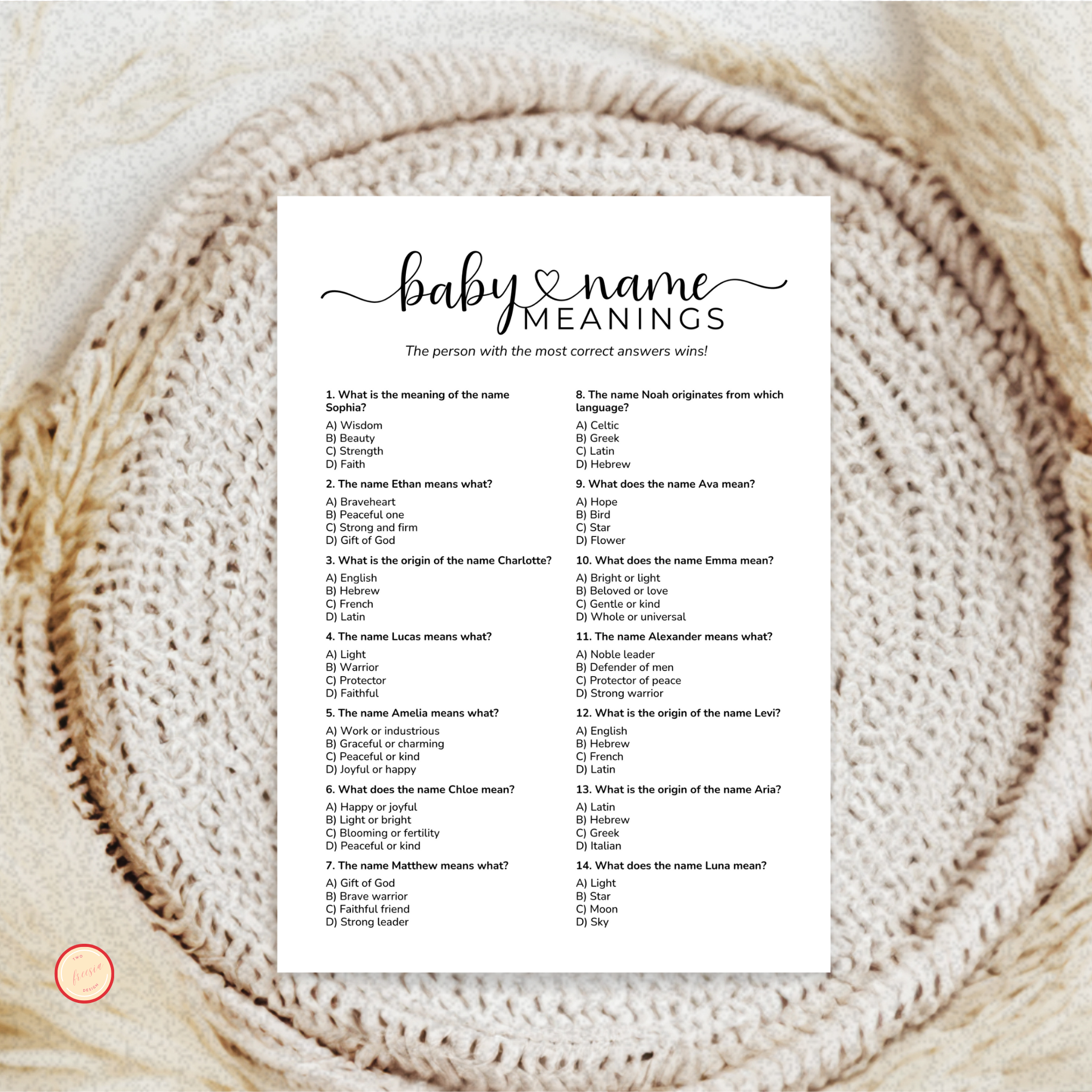 Baby Name Meanings Game