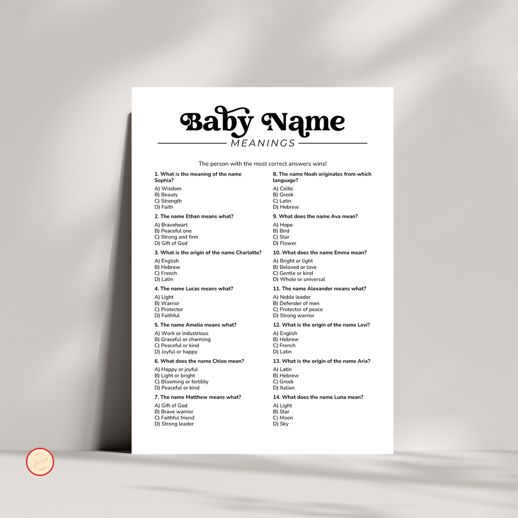Baby Name Meanings Game