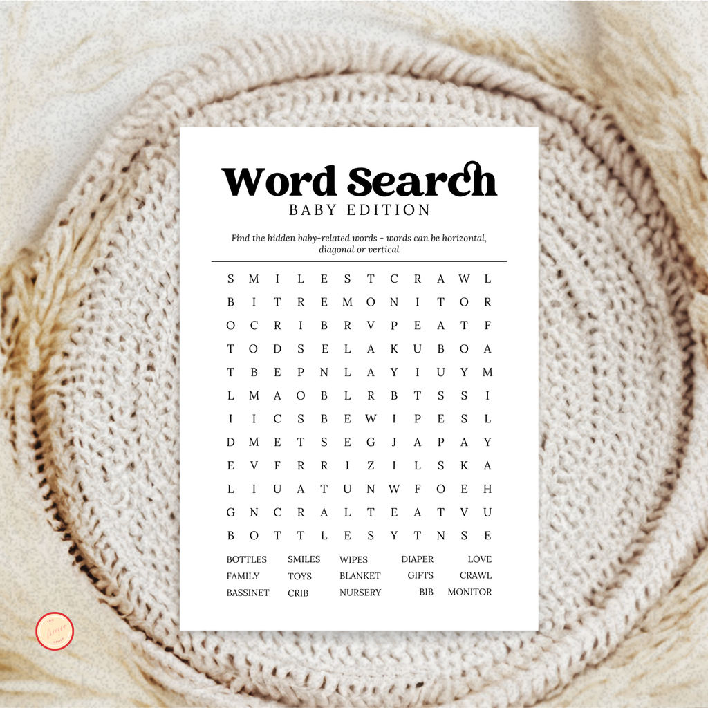 Baby Shower Word Search Game