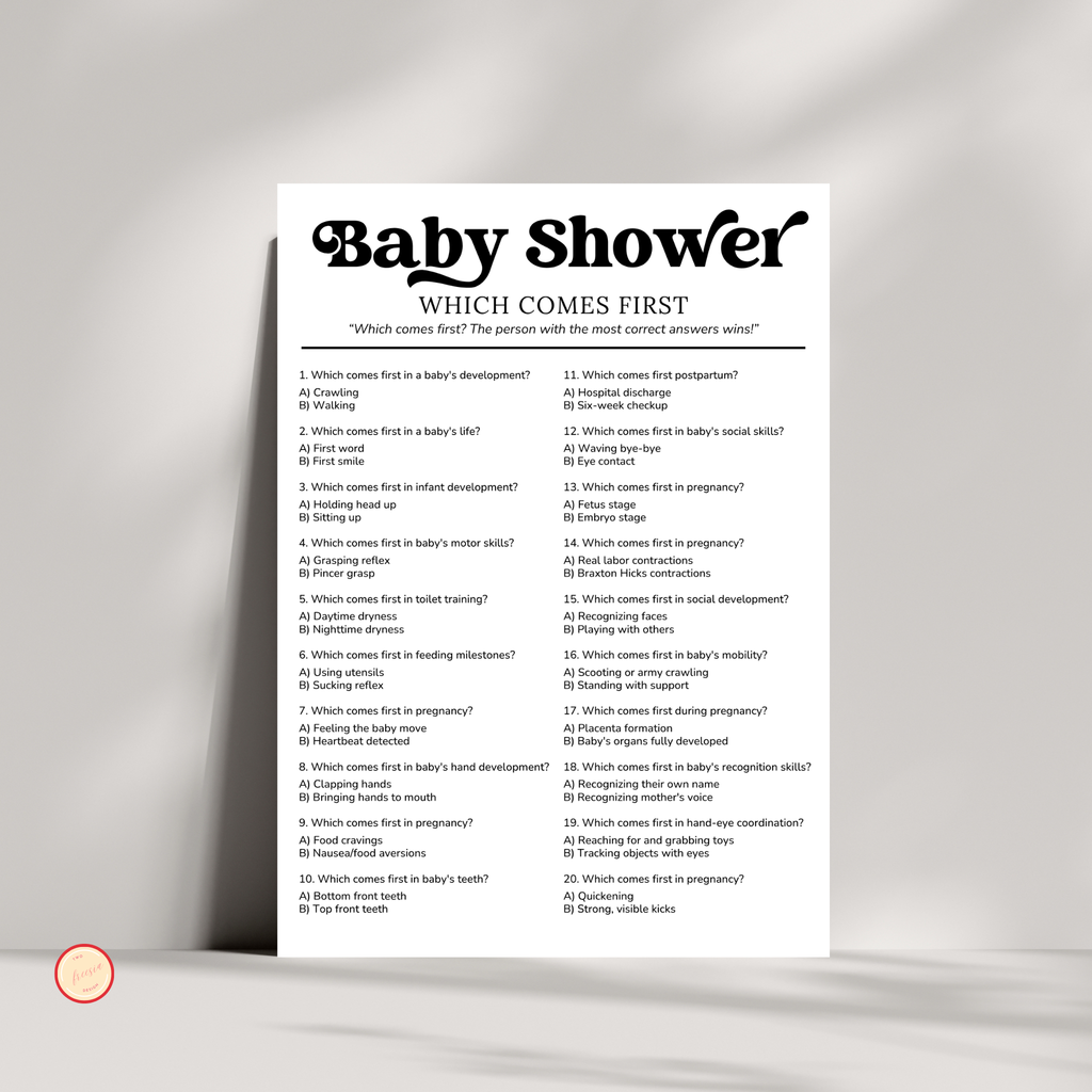 Which Comes First Game | Baby Shower