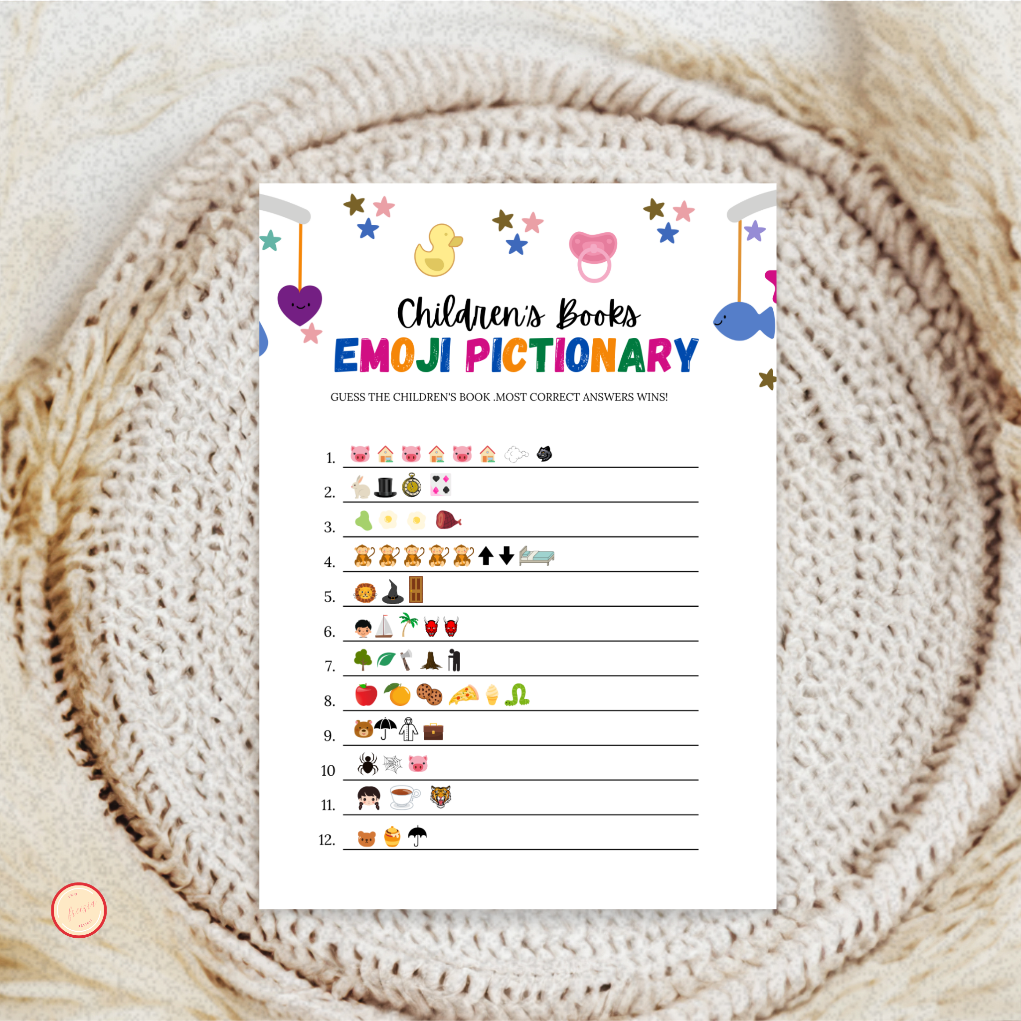 Children's Book Emoji Game