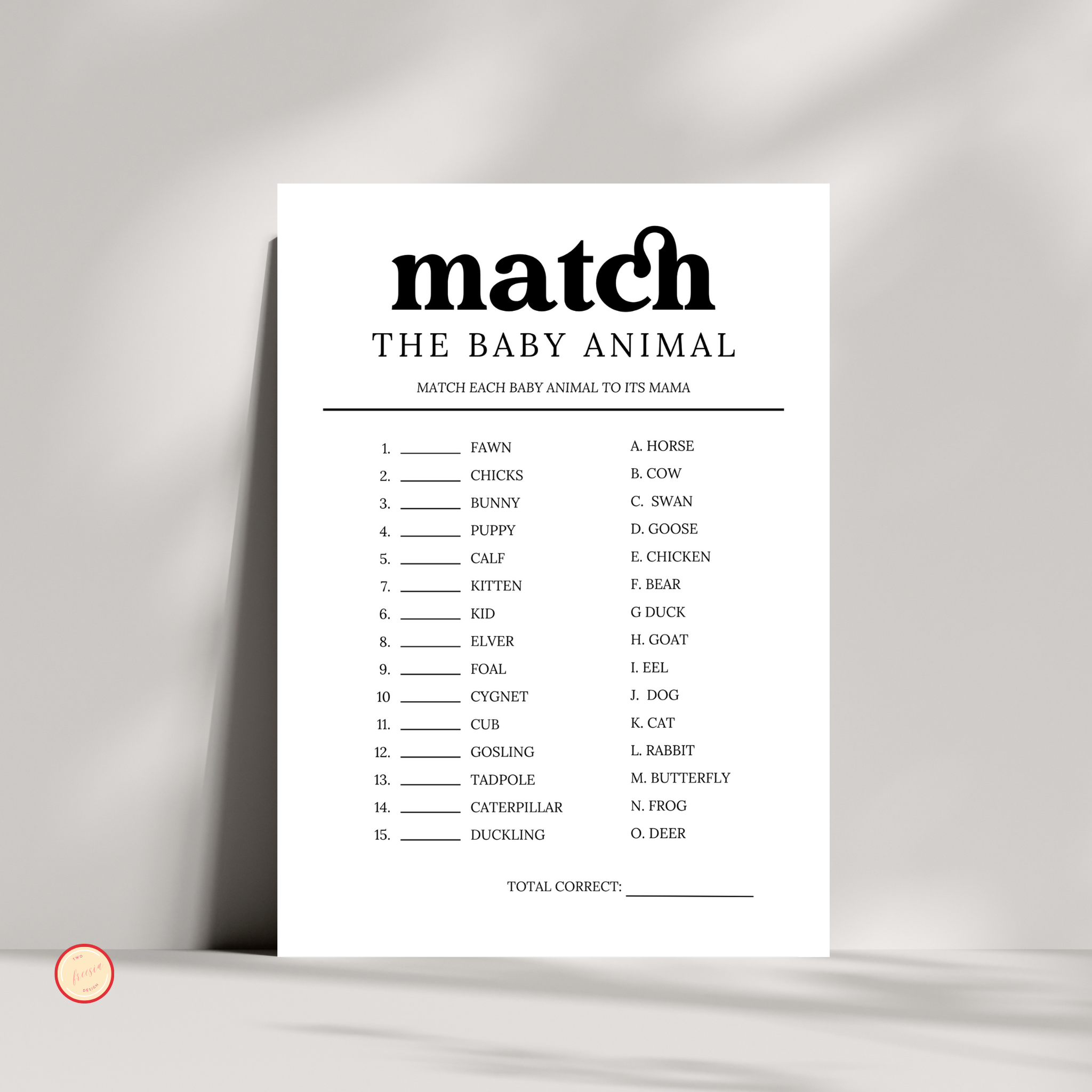 Baby Animal Matching Game