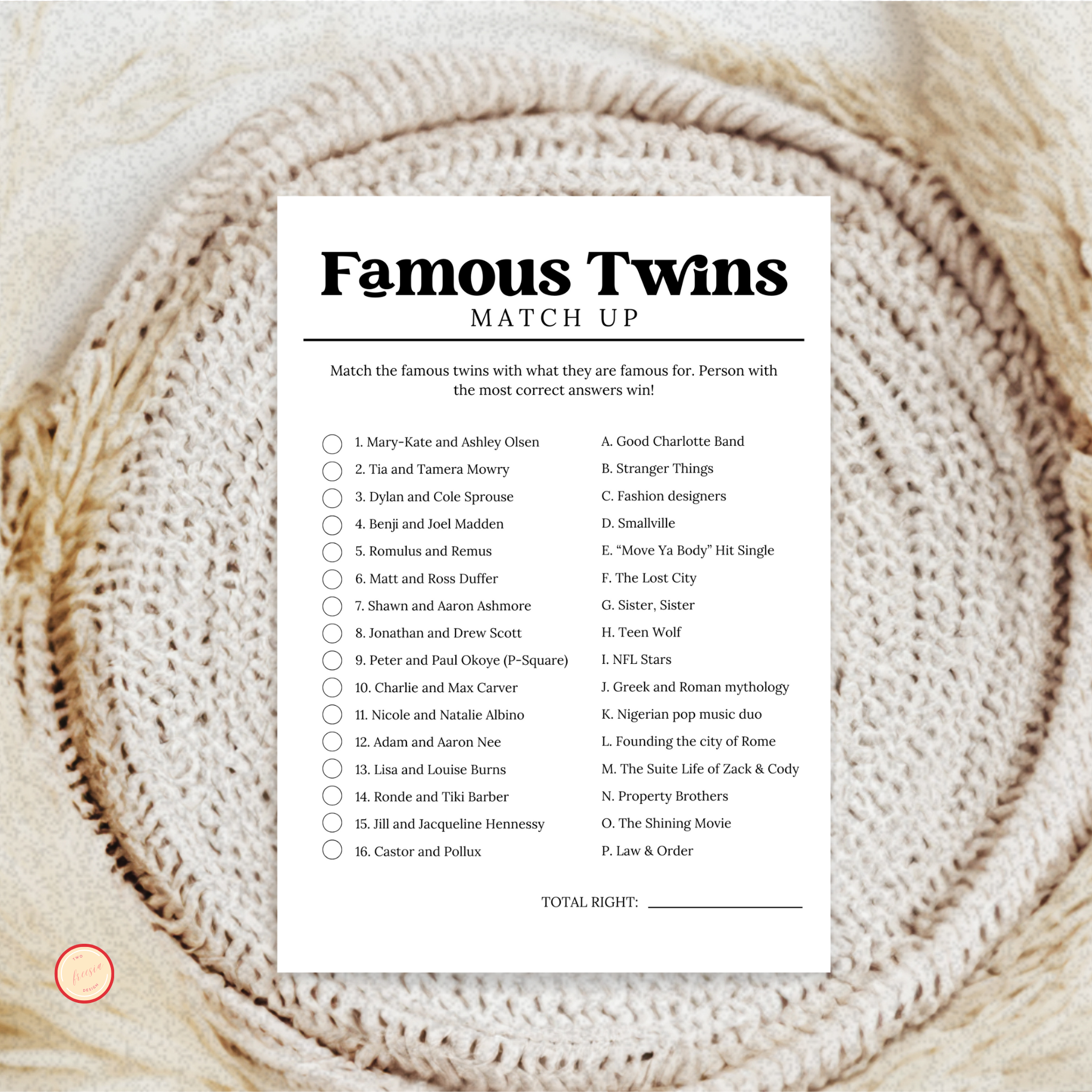 Famous Twins Trivia
