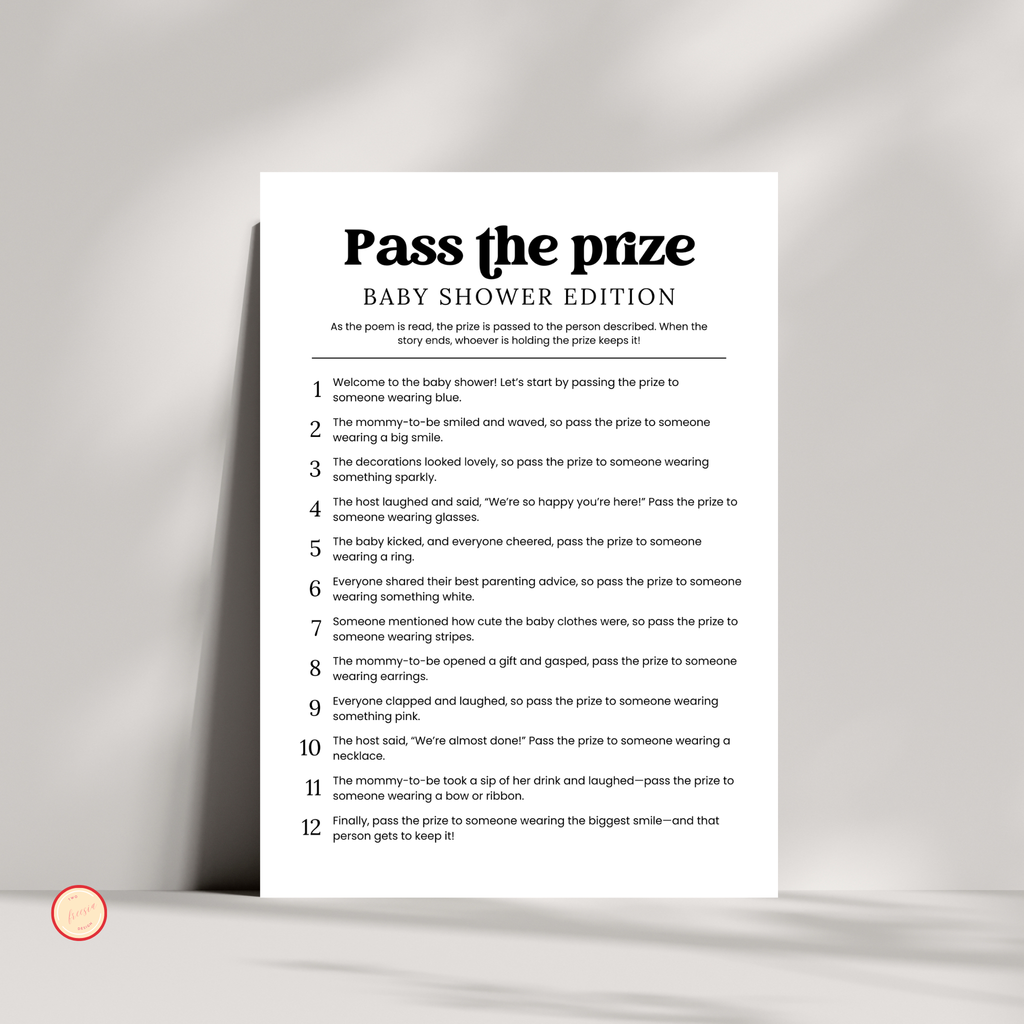 Pass The Prize Baby Shower Game