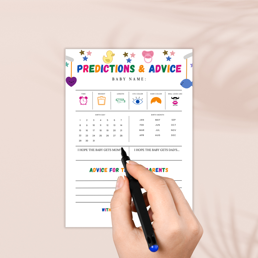 Baby Shower Predictions & Advice Card