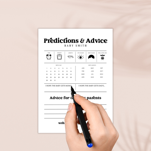 Baby Shower Predictions & Advice Card