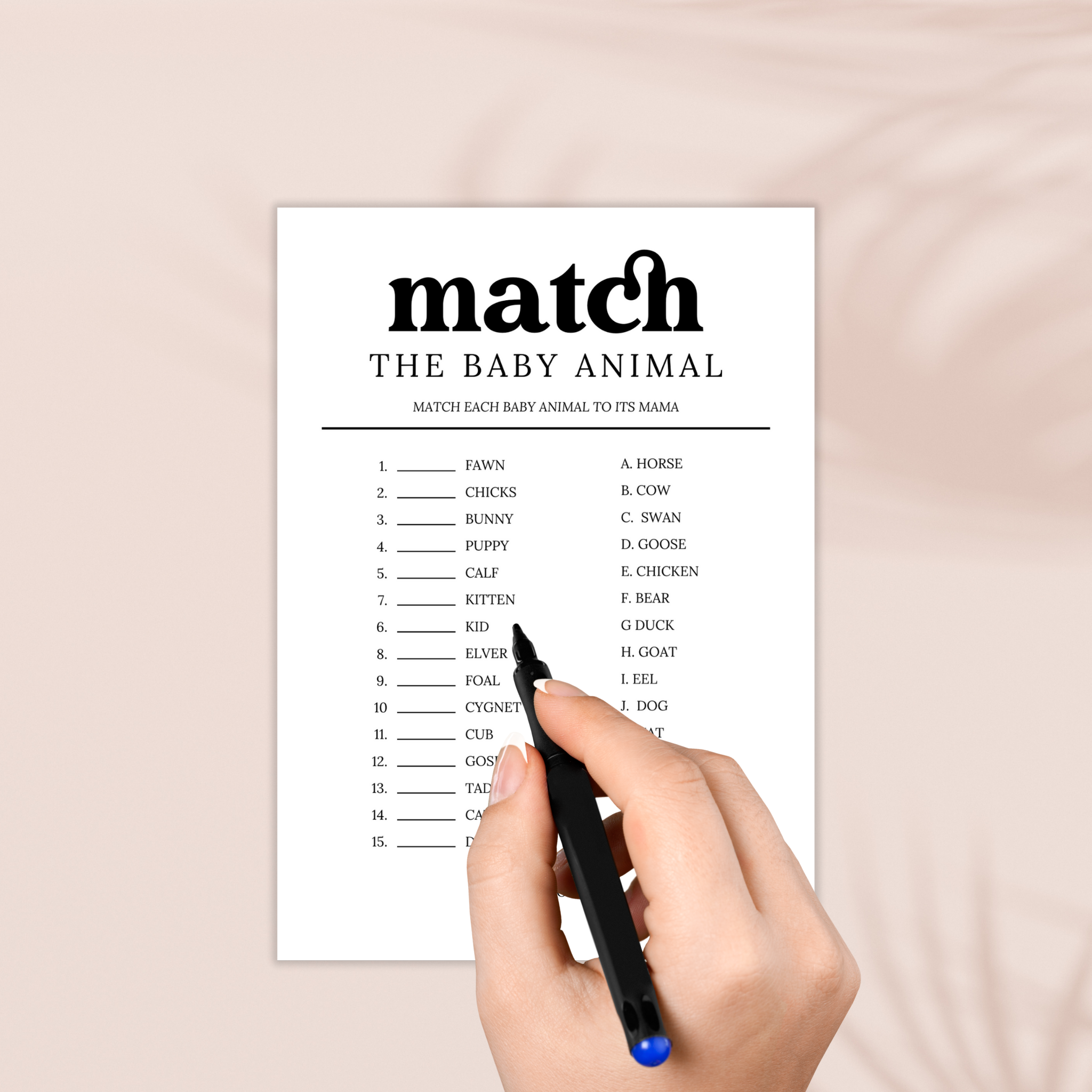 Baby Animal Matching Game