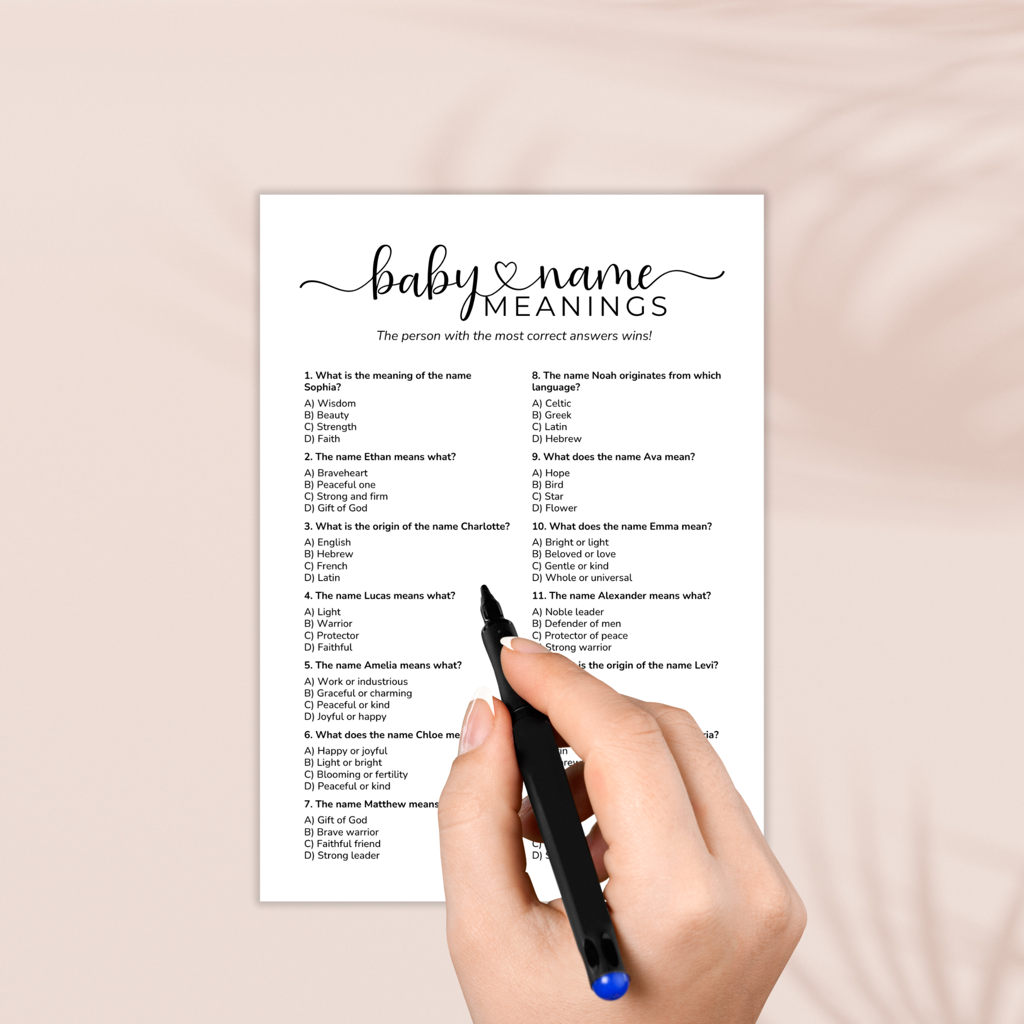 Baby Name Meanings Game