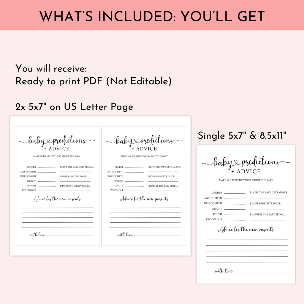 Baby Shower Predictions & Advice Card